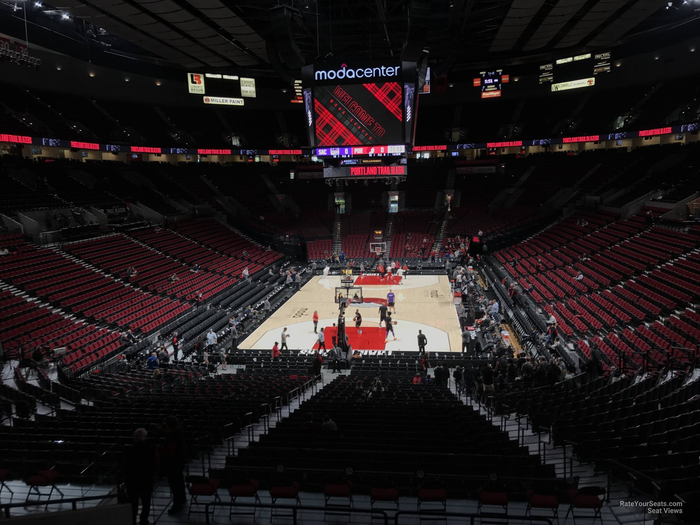 section 208, row k seat view  for basketball - moda center