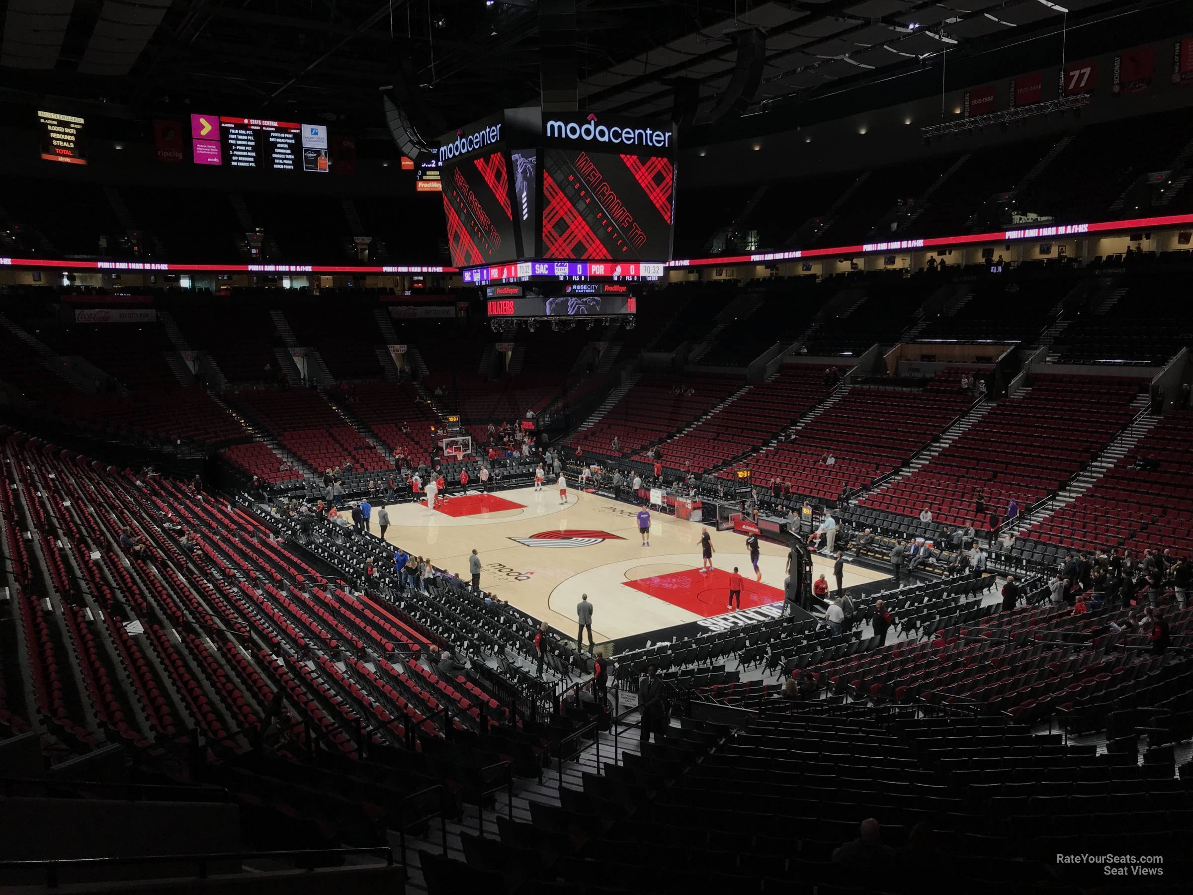 section 211, row k seat view  for basketball - moda center (rose garden)