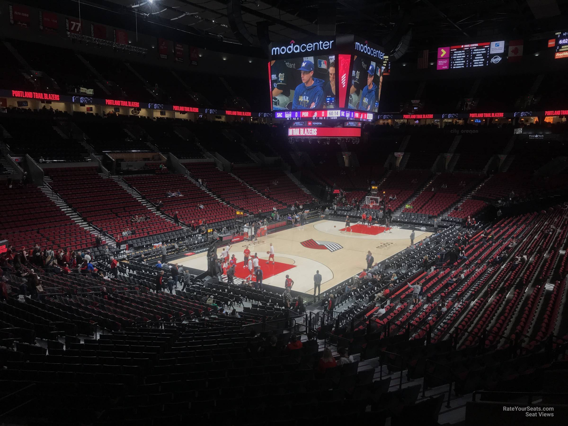 section 220, row k seat view  for basketball - moda center (rose garden)