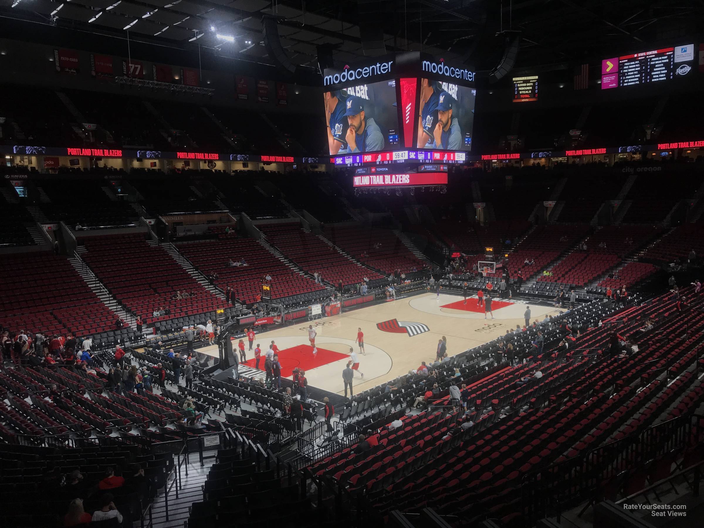 section 221, row k seat view  for basketball - moda center (rose garden)