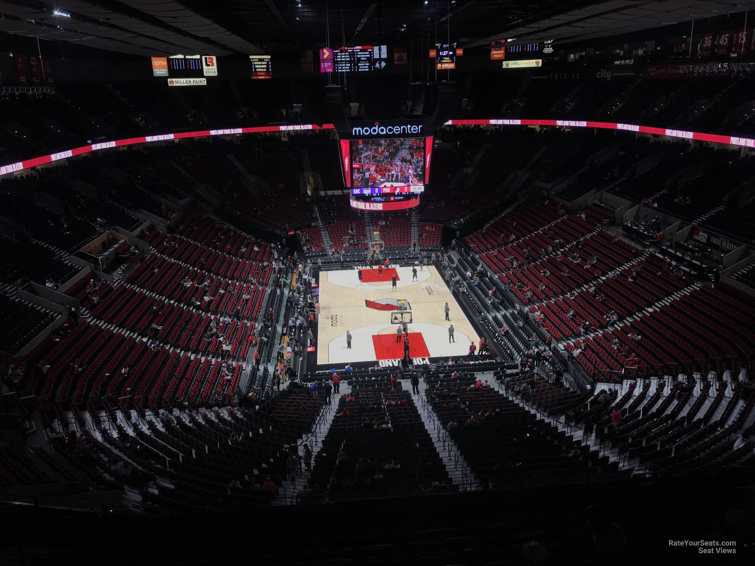 section 327, row l seat view  for basketball - moda center (rose garden)