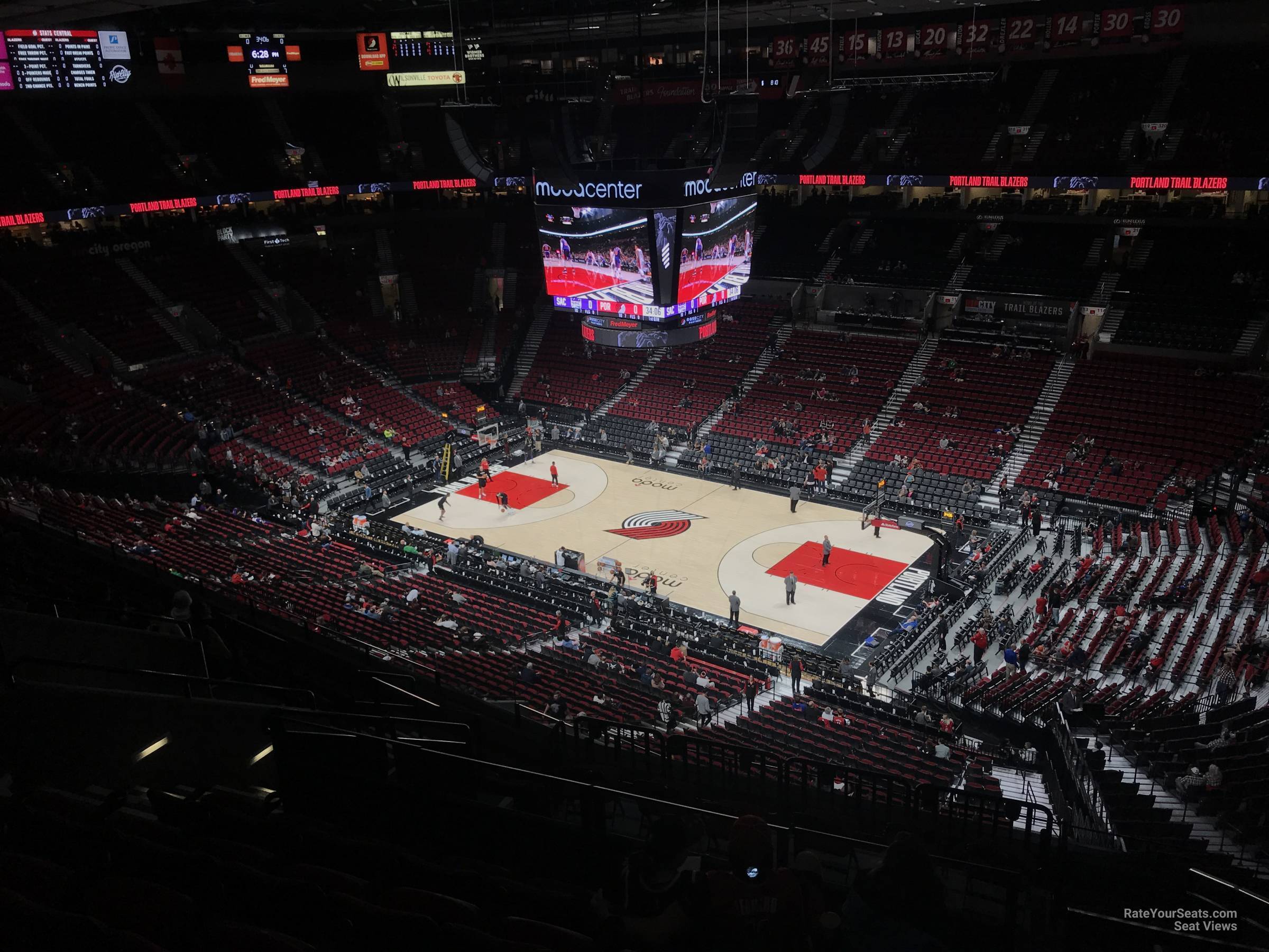 section 332, row l seat view  for basketball - moda center (rose garden)