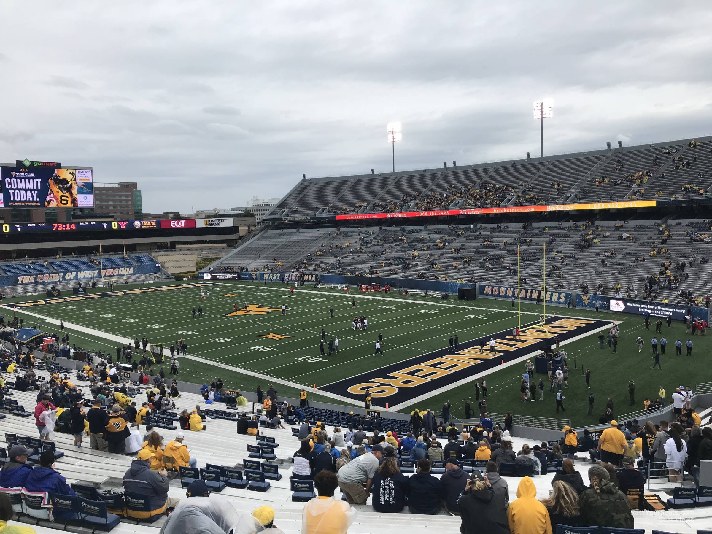 section 131, row 53 seat view  - mountaineer field