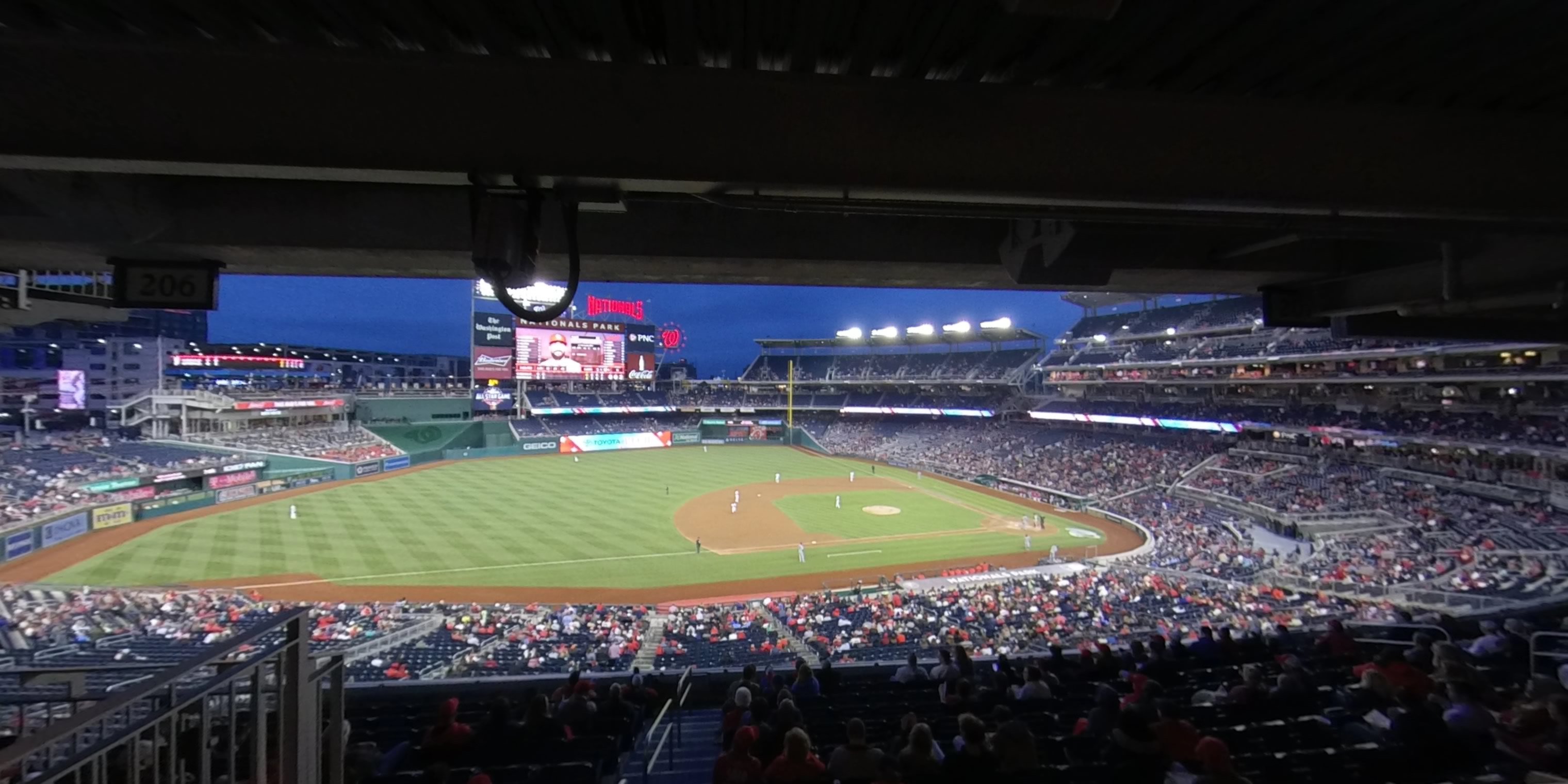 section 206 panoramic seat view  for baseball - nationals park