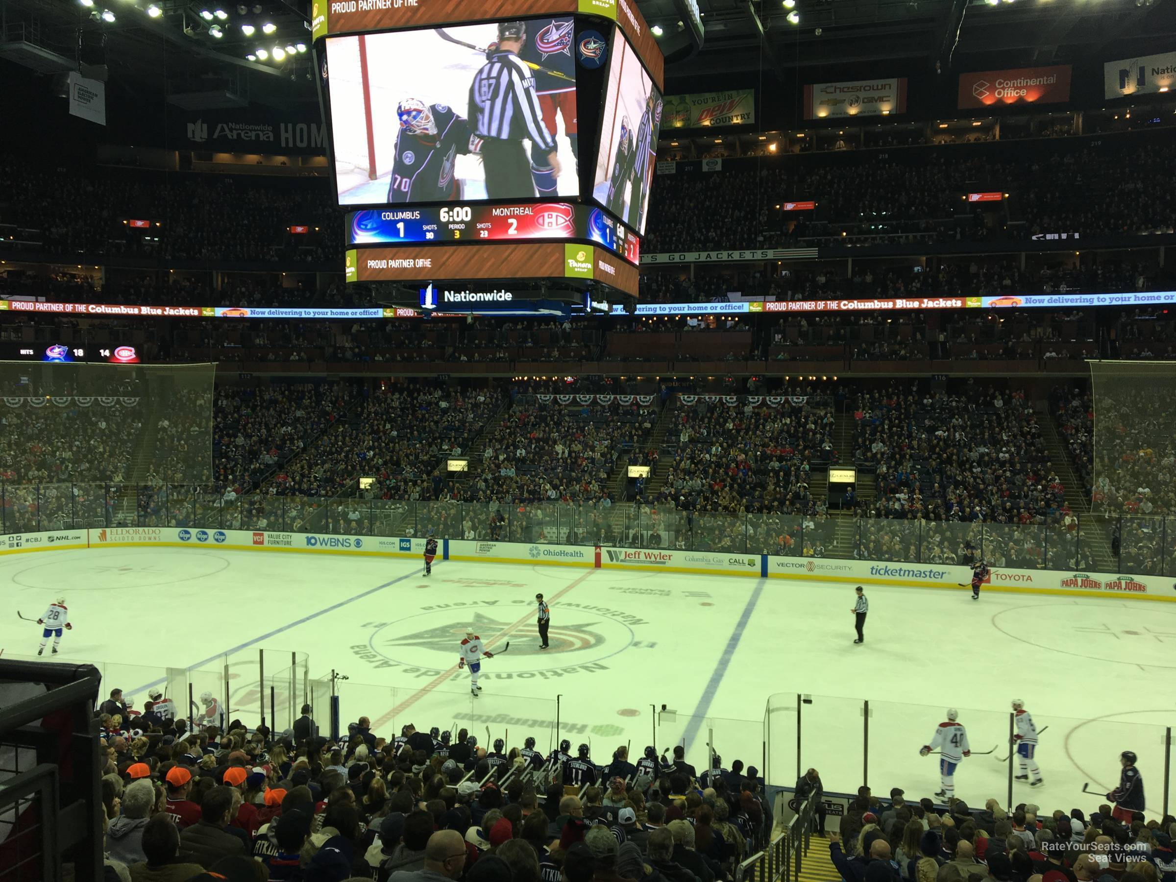 section 102, row y seat view  for hockey - nationwide arena