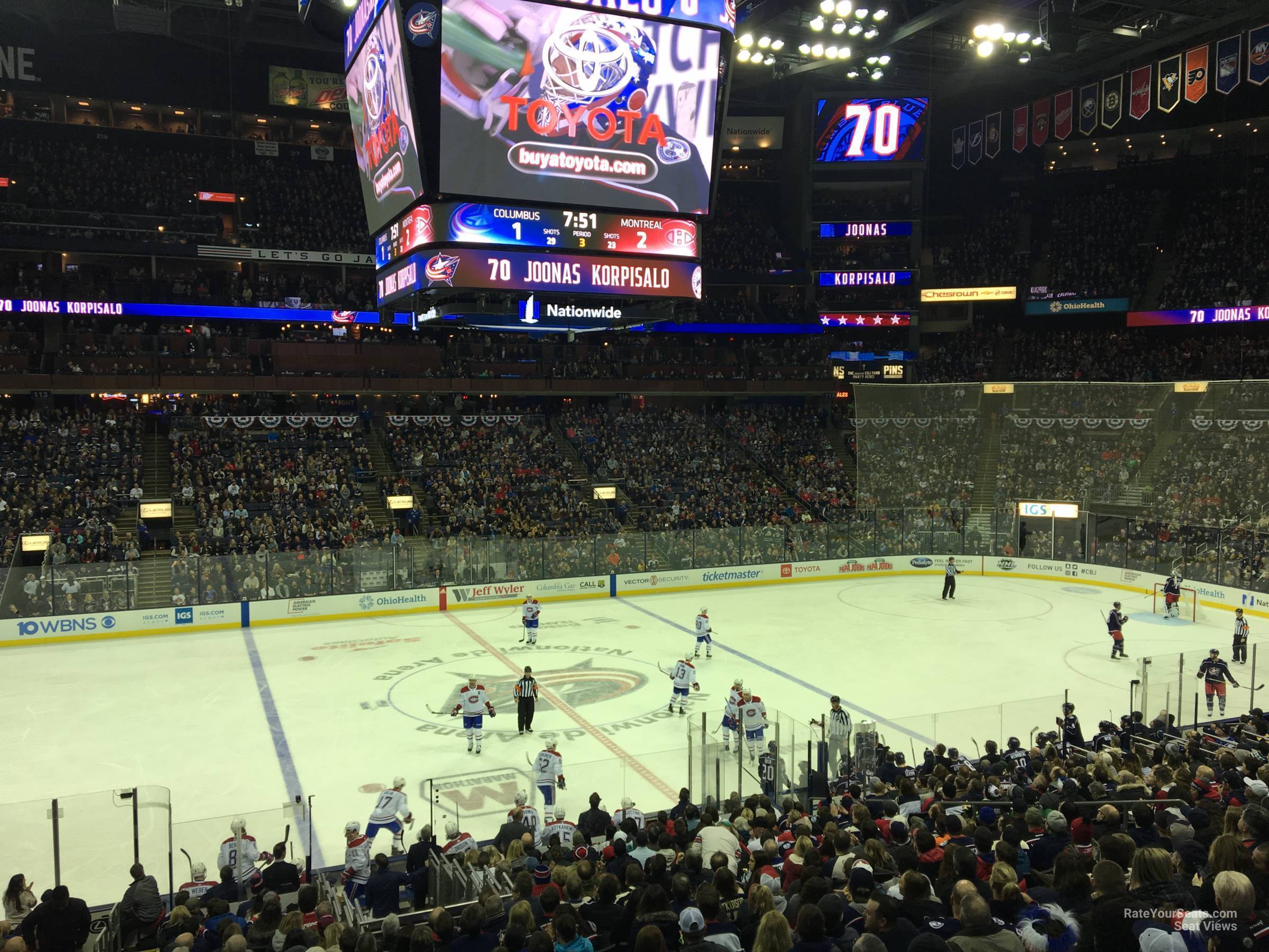 section 104, row y seat view  for hockey - nationwide arena