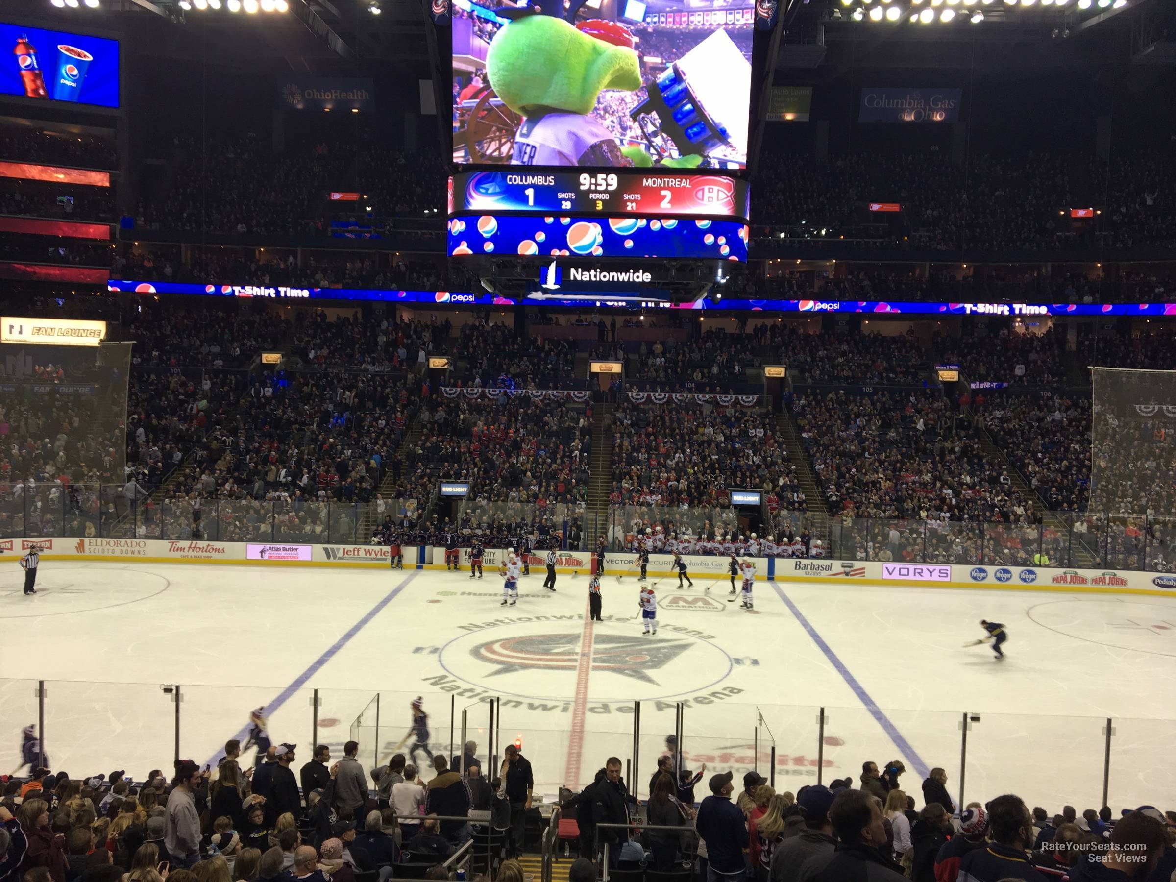 section 114, row y seat view  for hockey - nationwide arena