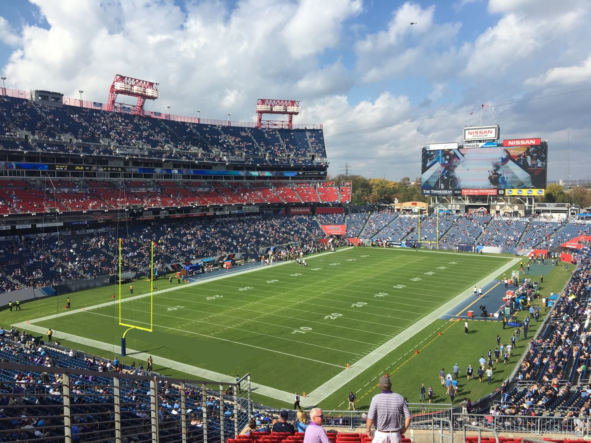 section 222, row l seat view  for football - nissan stadium