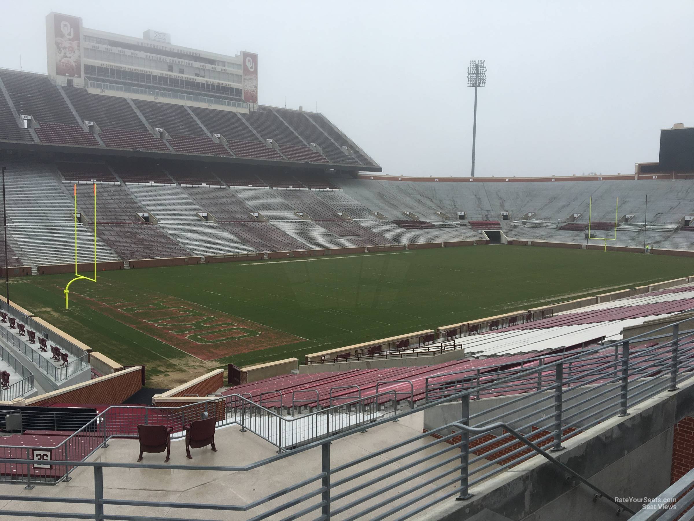 section 37, row 44 seat view  for football - oklahoma memorial stadium