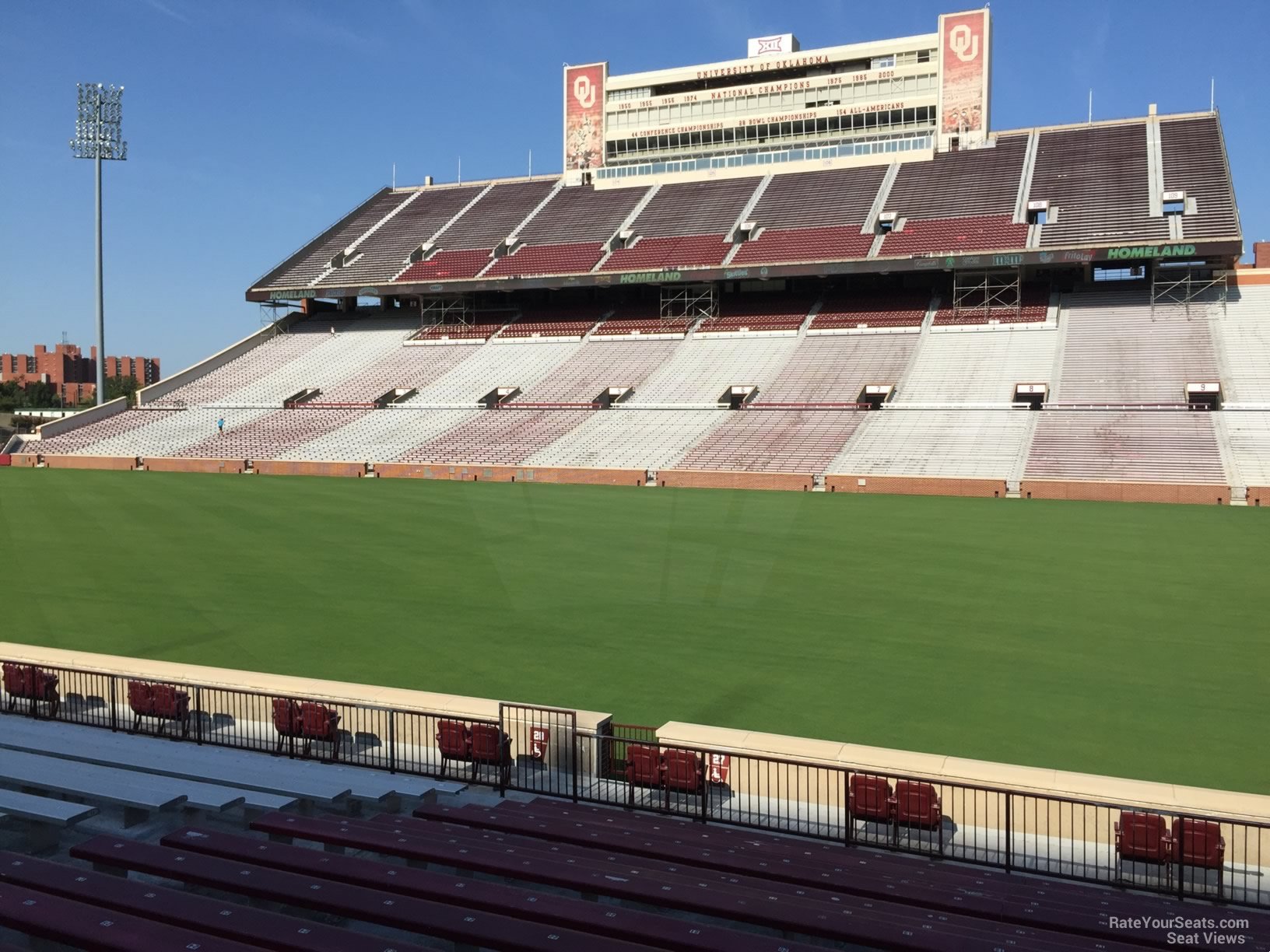 section 27, row 20 seat view  - oklahoma memorial stadium