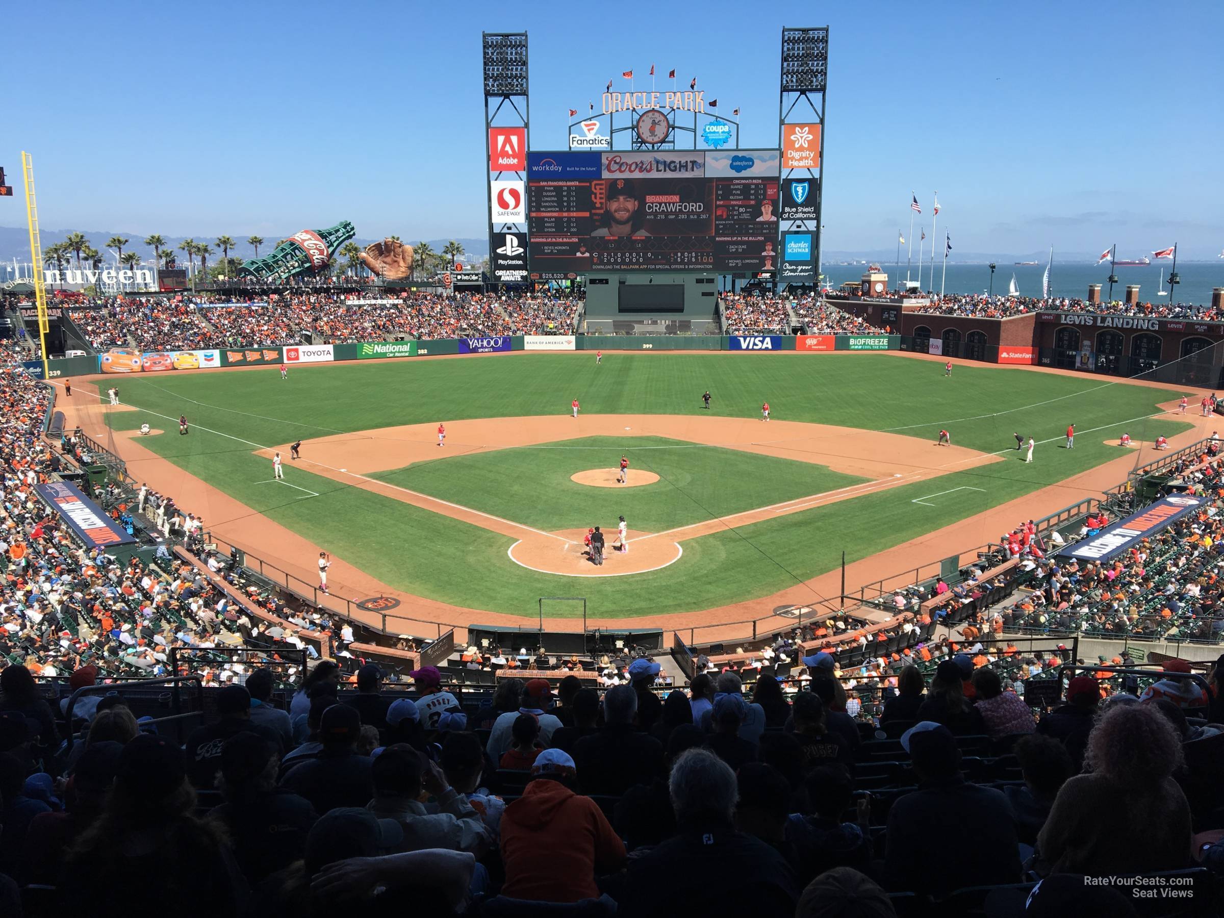 section 215, row i seat view  for baseball - oracle park