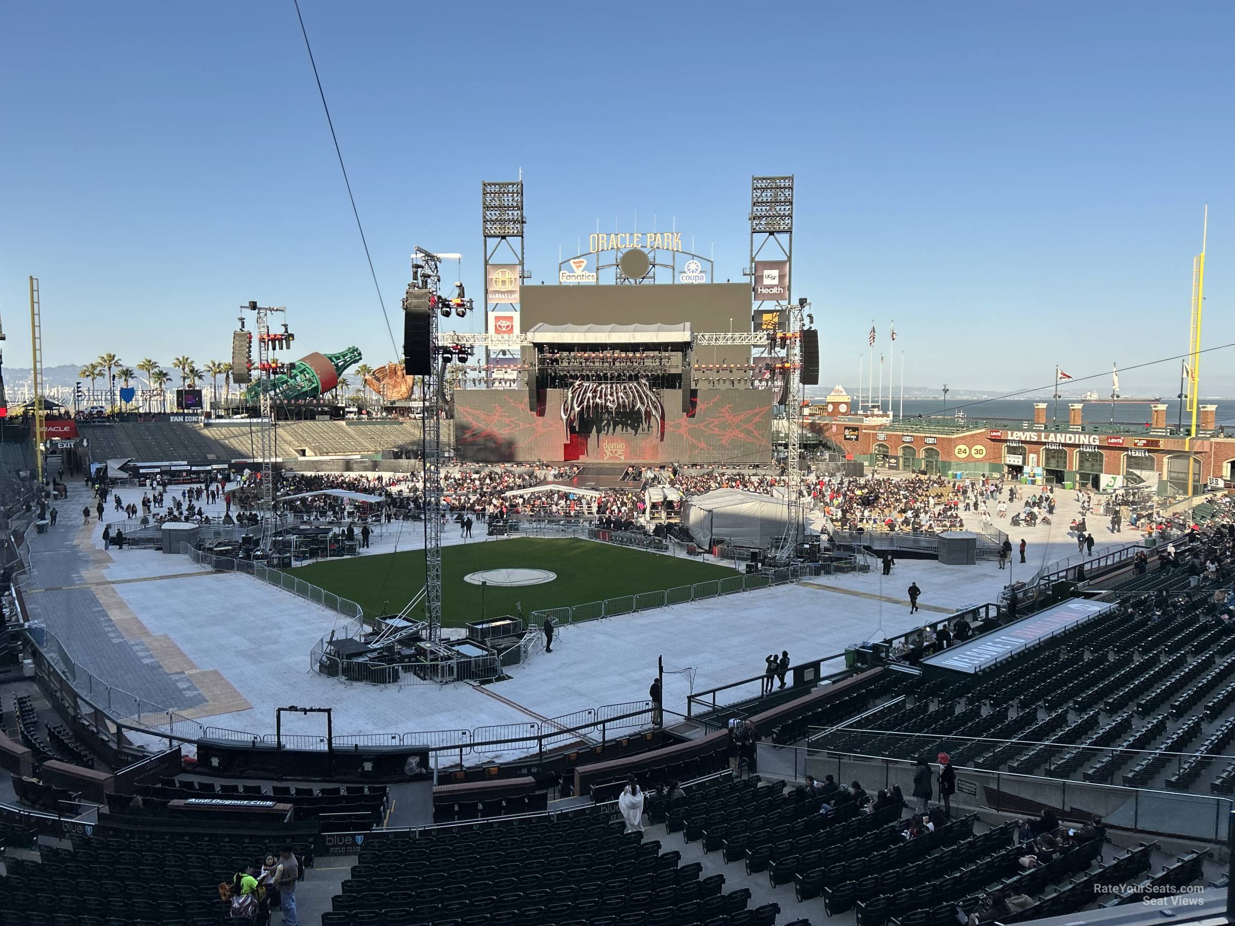 section 214, row e seat view  for concert - oracle park