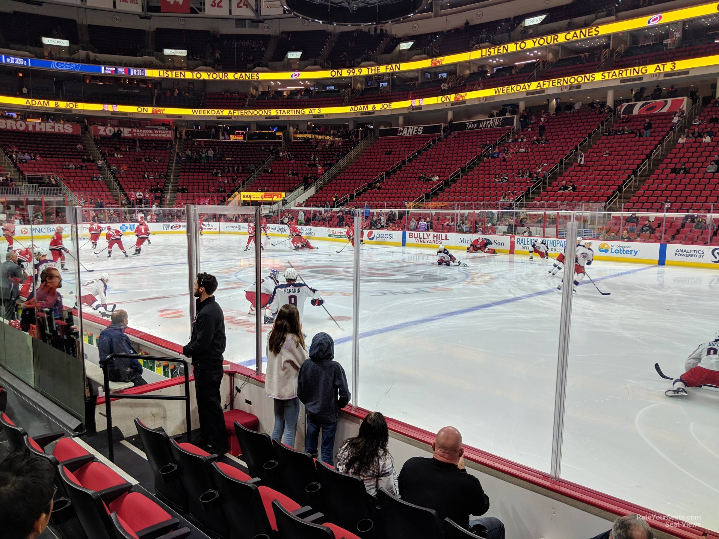 section 102, row e seat view  for hockey - pnc arena