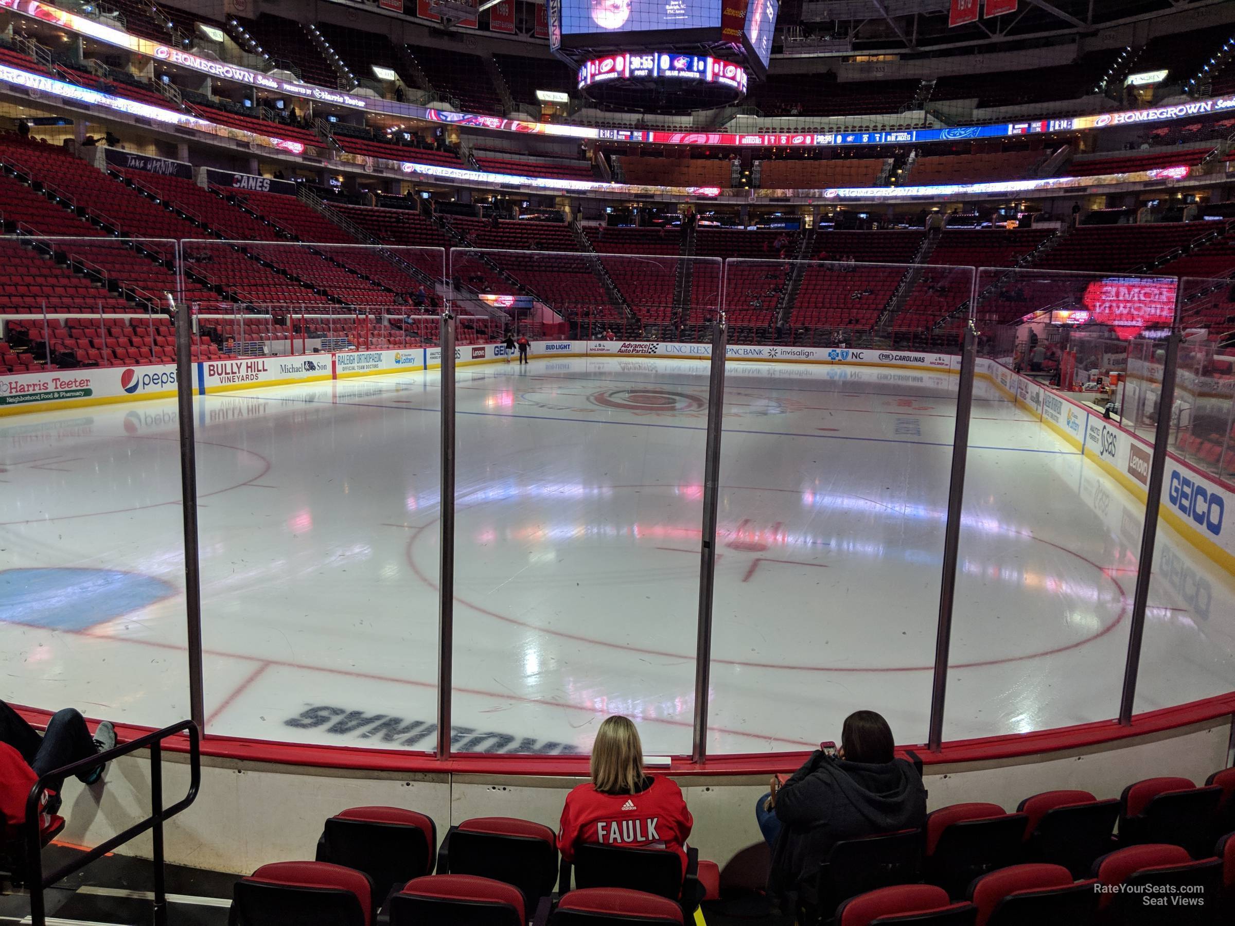 section 110, row f seat view  for hockey - pnc arena