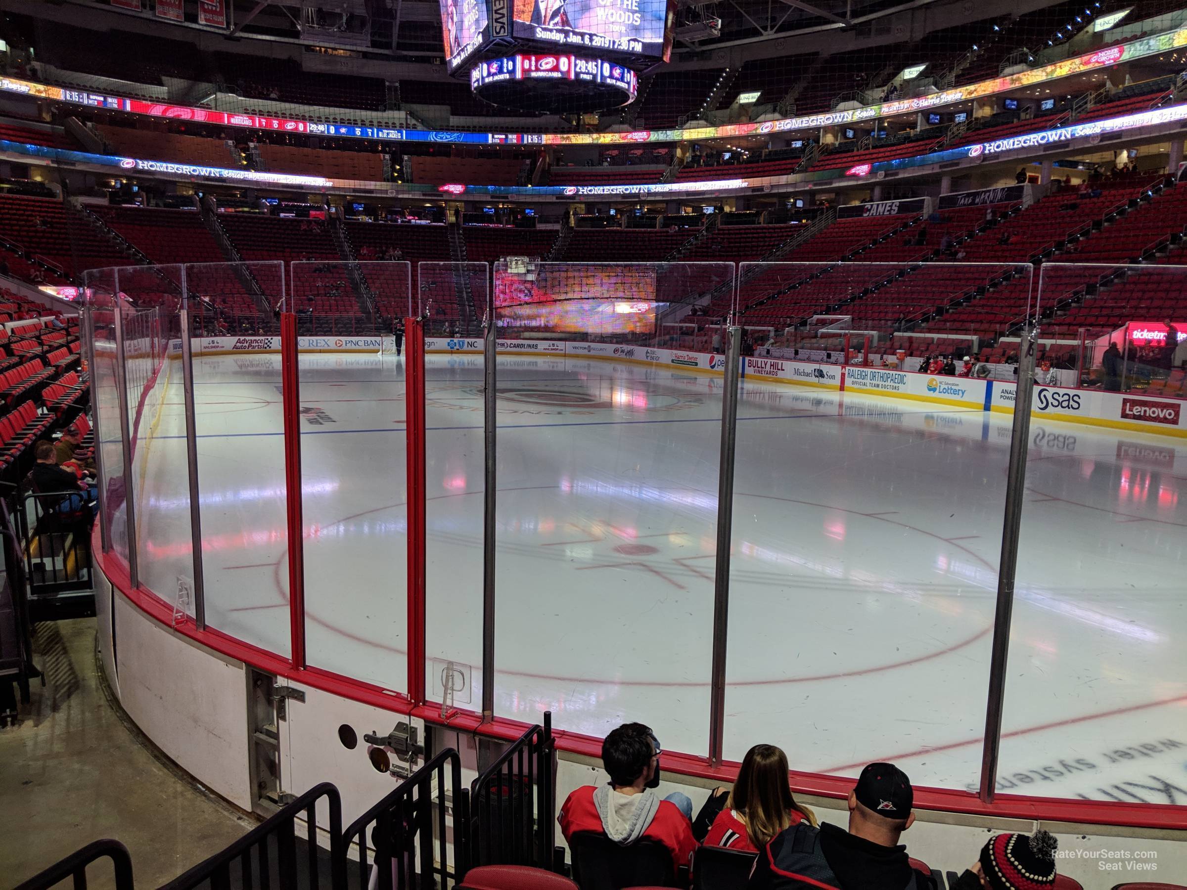 section 113, row f seat view  for hockey - pnc arena