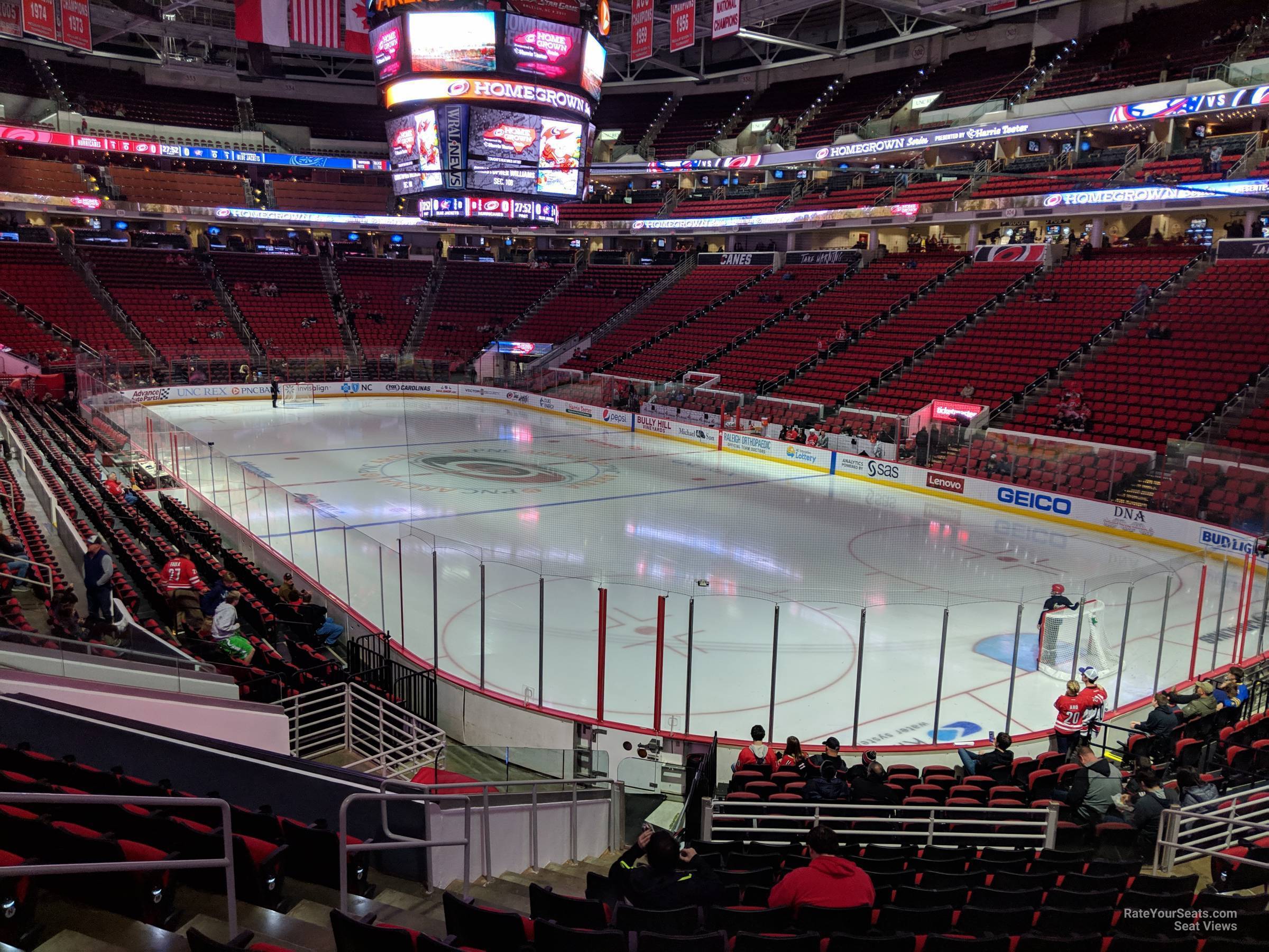 section 114, row t seat view  for hockey - pnc arena