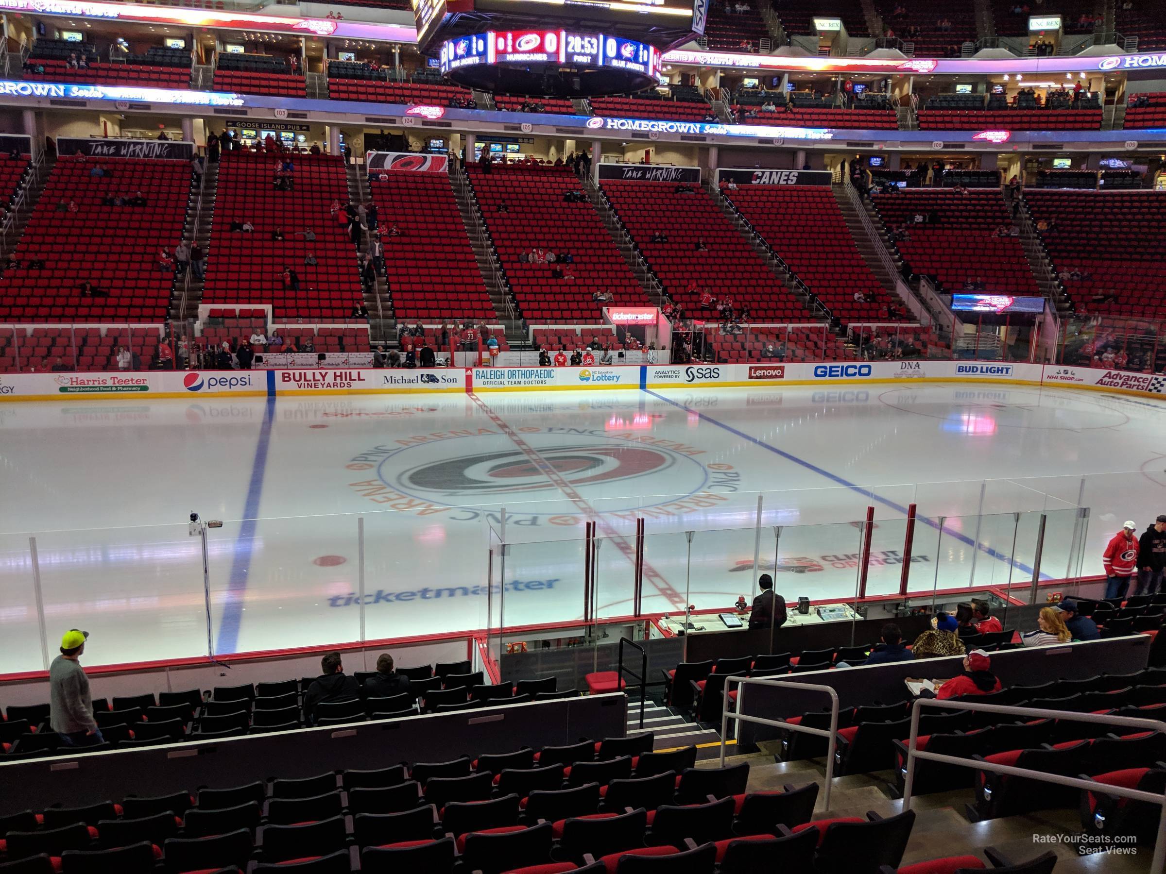 section 120, row q seat view  for hockey - pnc arena