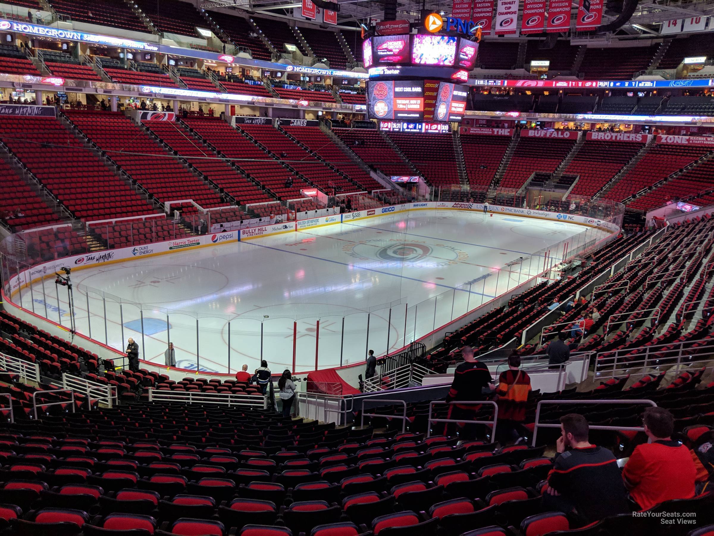 section 124, row xx seat view  for hockey - pnc arena