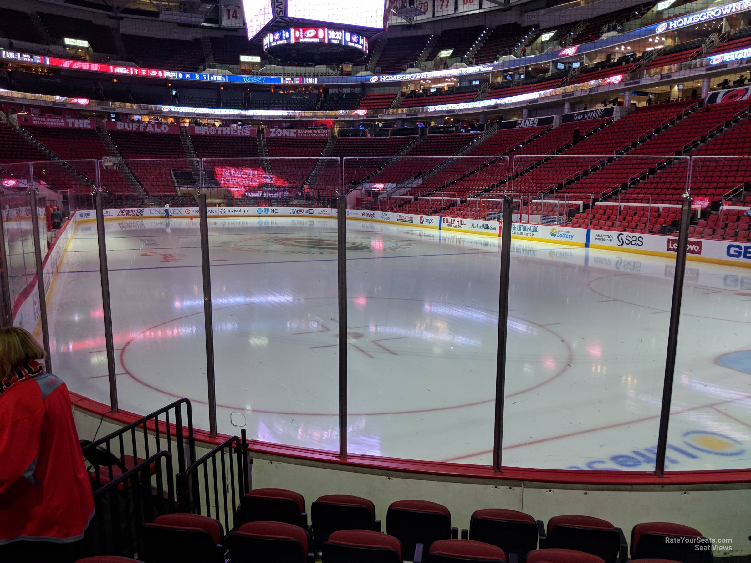 section 128, row f seat view  for hockey - pnc arena