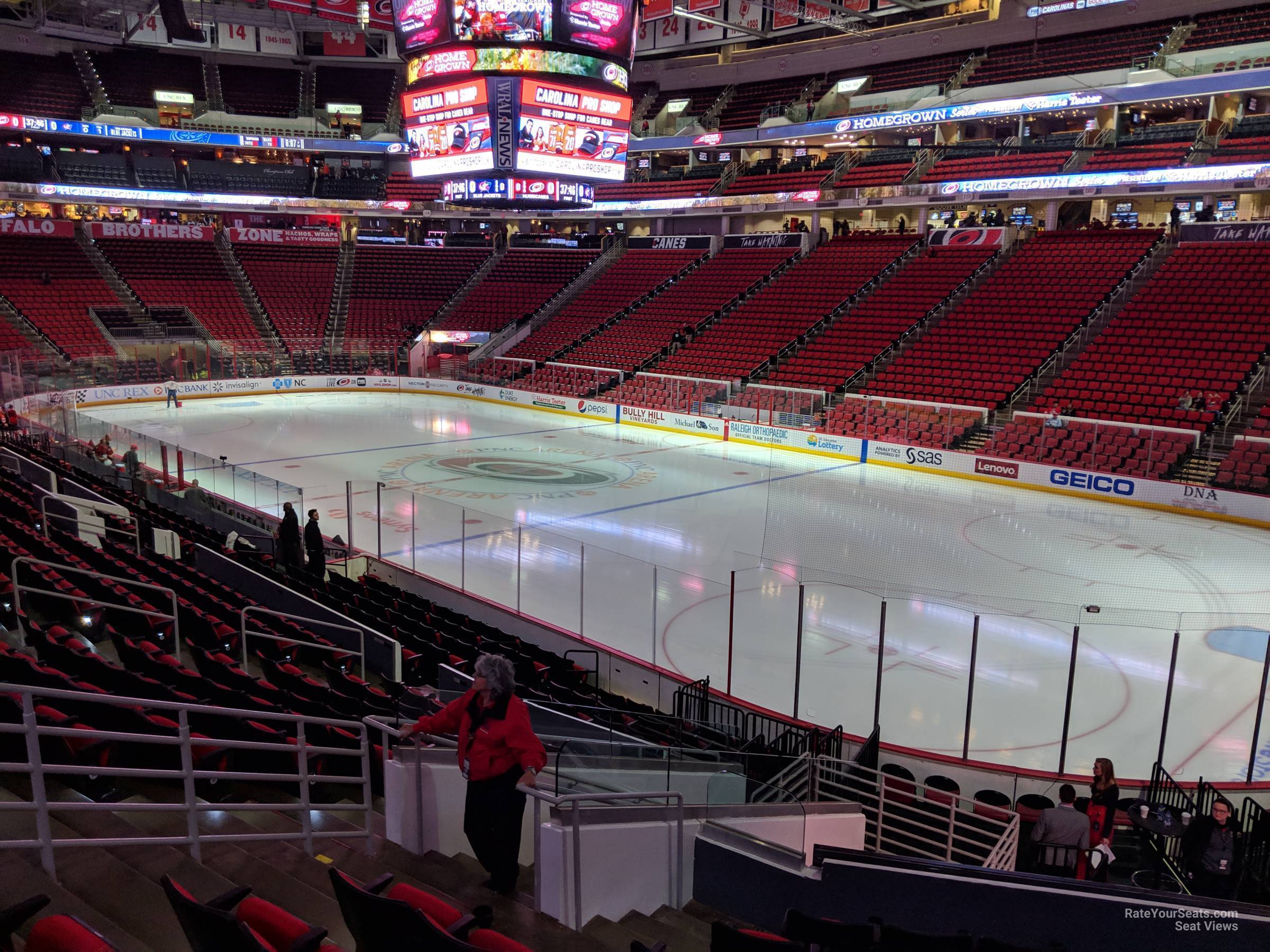 section 130, row t seat view  for hockey - pnc arena