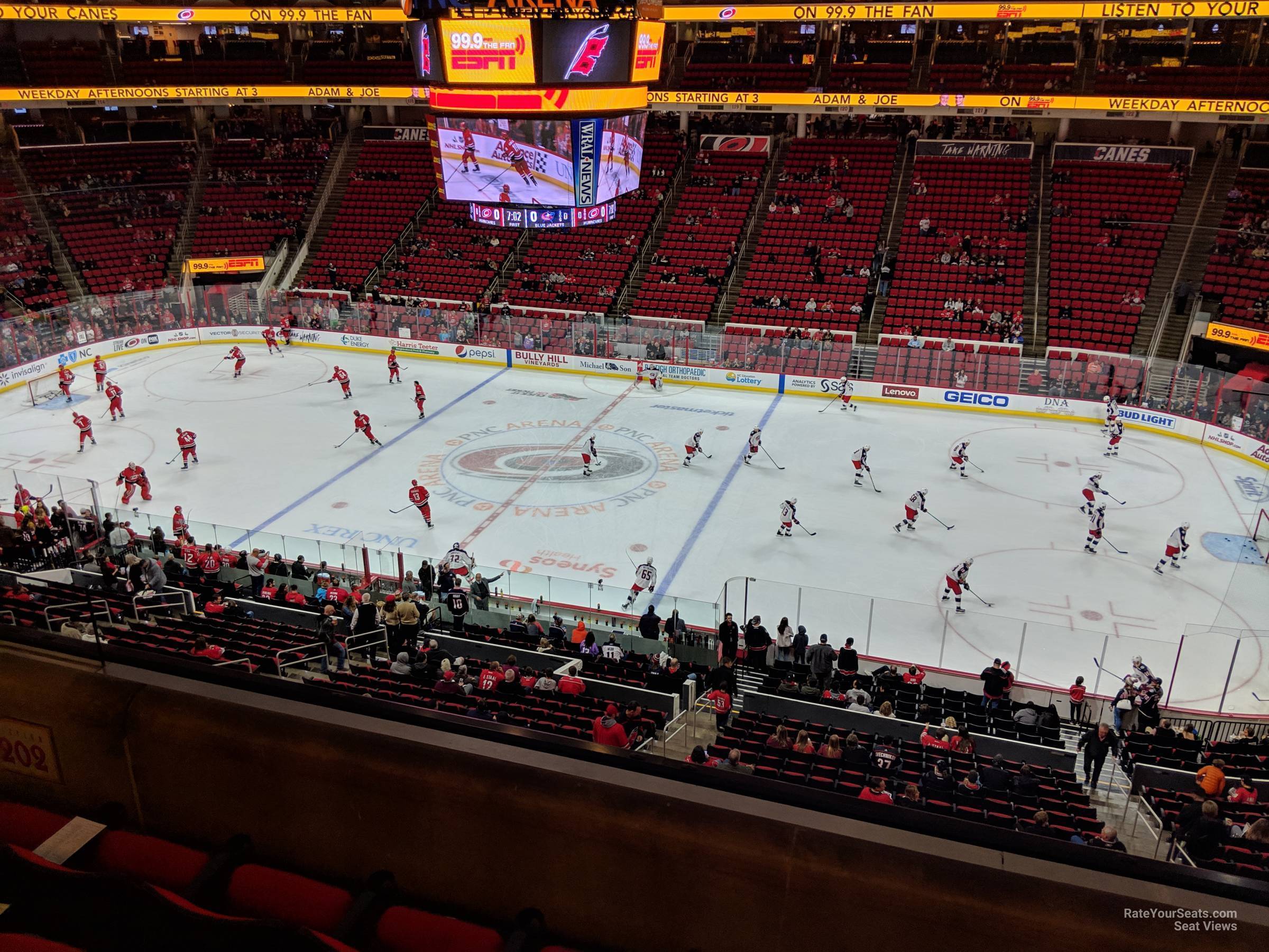 section 202, row d seat view  for hockey - pnc arena