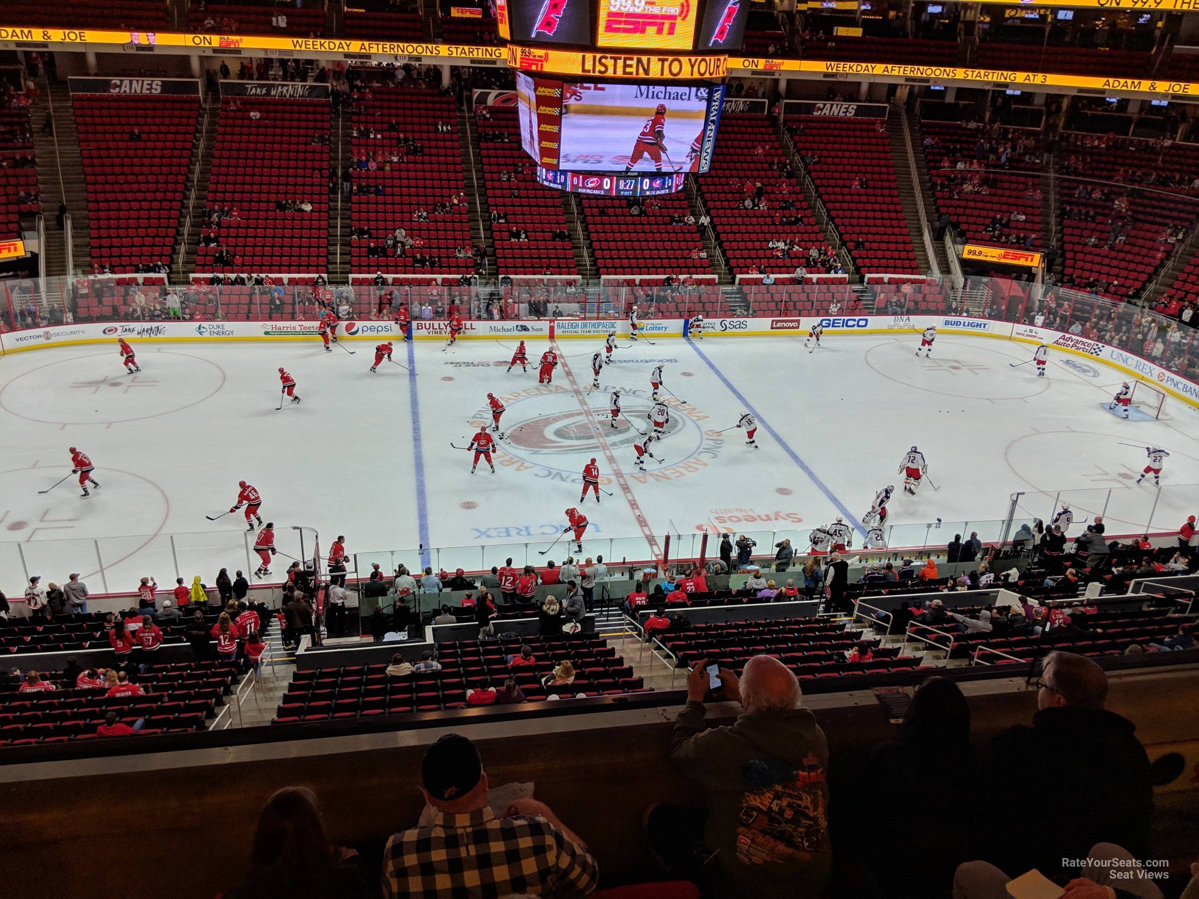 section 205, row d seat view  for hockey - pnc arena
