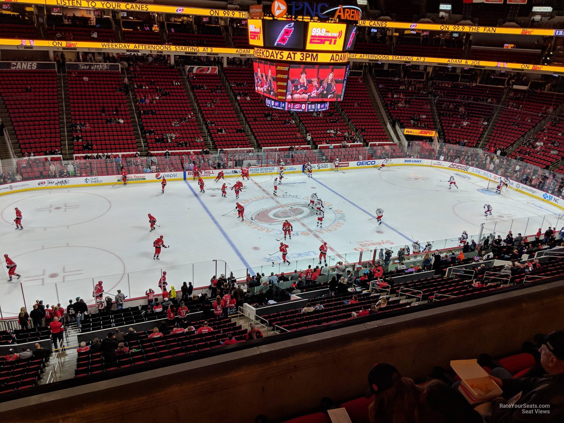 section 206, row de seat view  for hockey - pnc arena