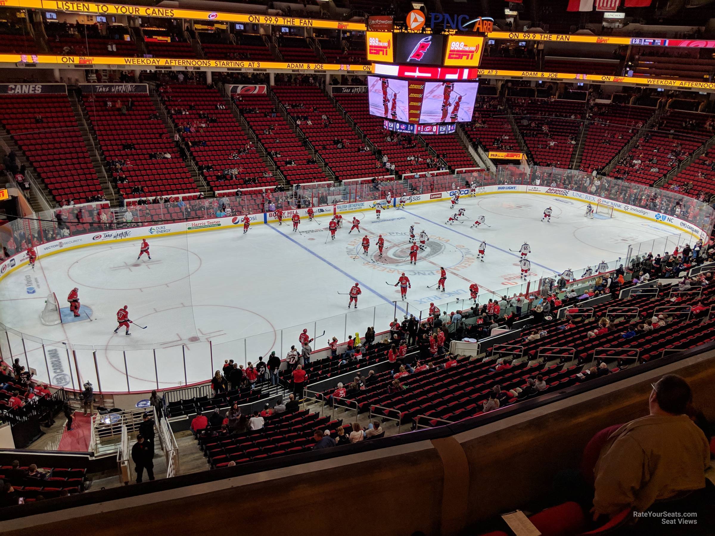 section 207, row d seat view  for hockey - pnc arena
