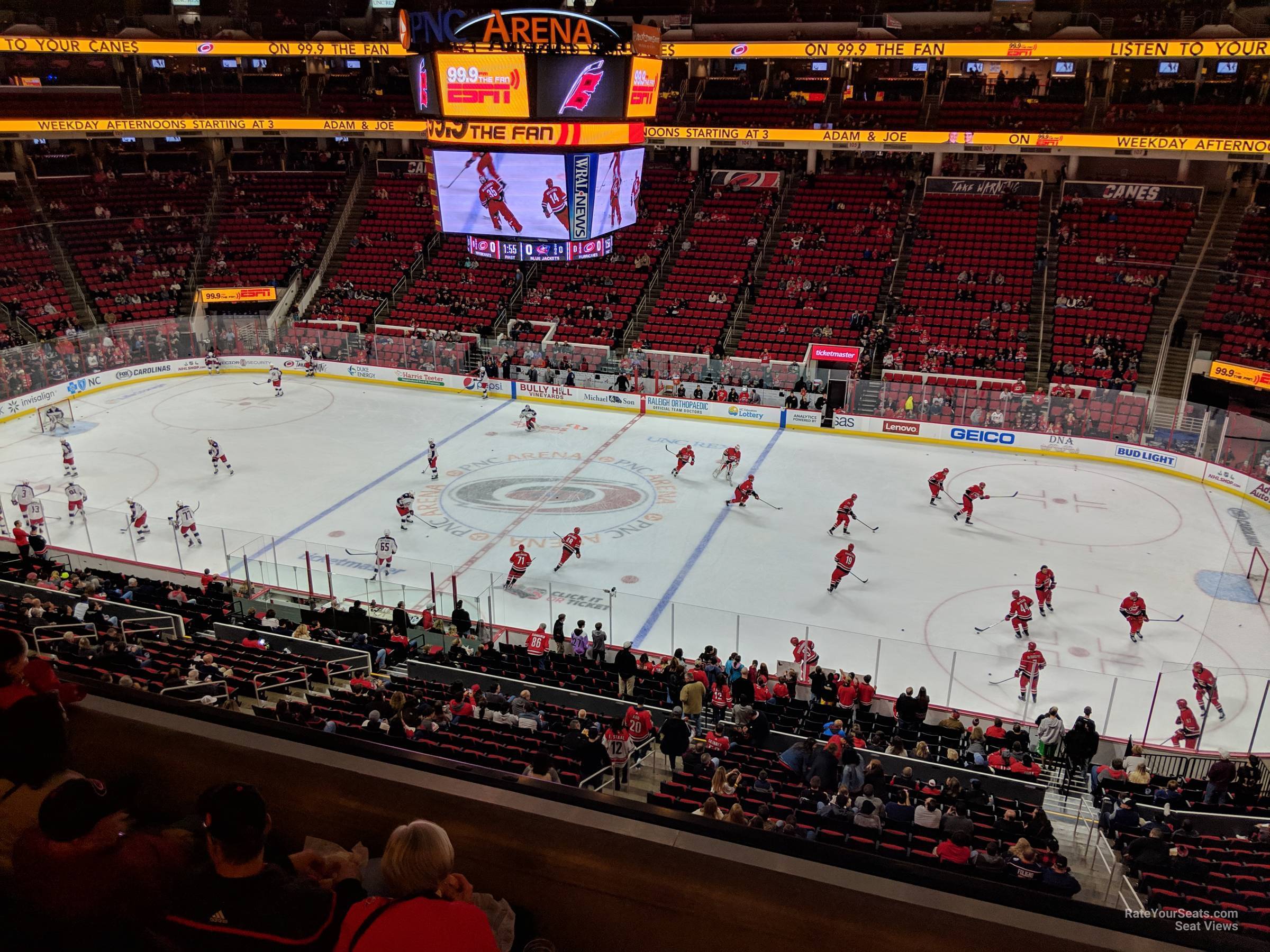 section 218, row t seat view  for hockey - pnc arena