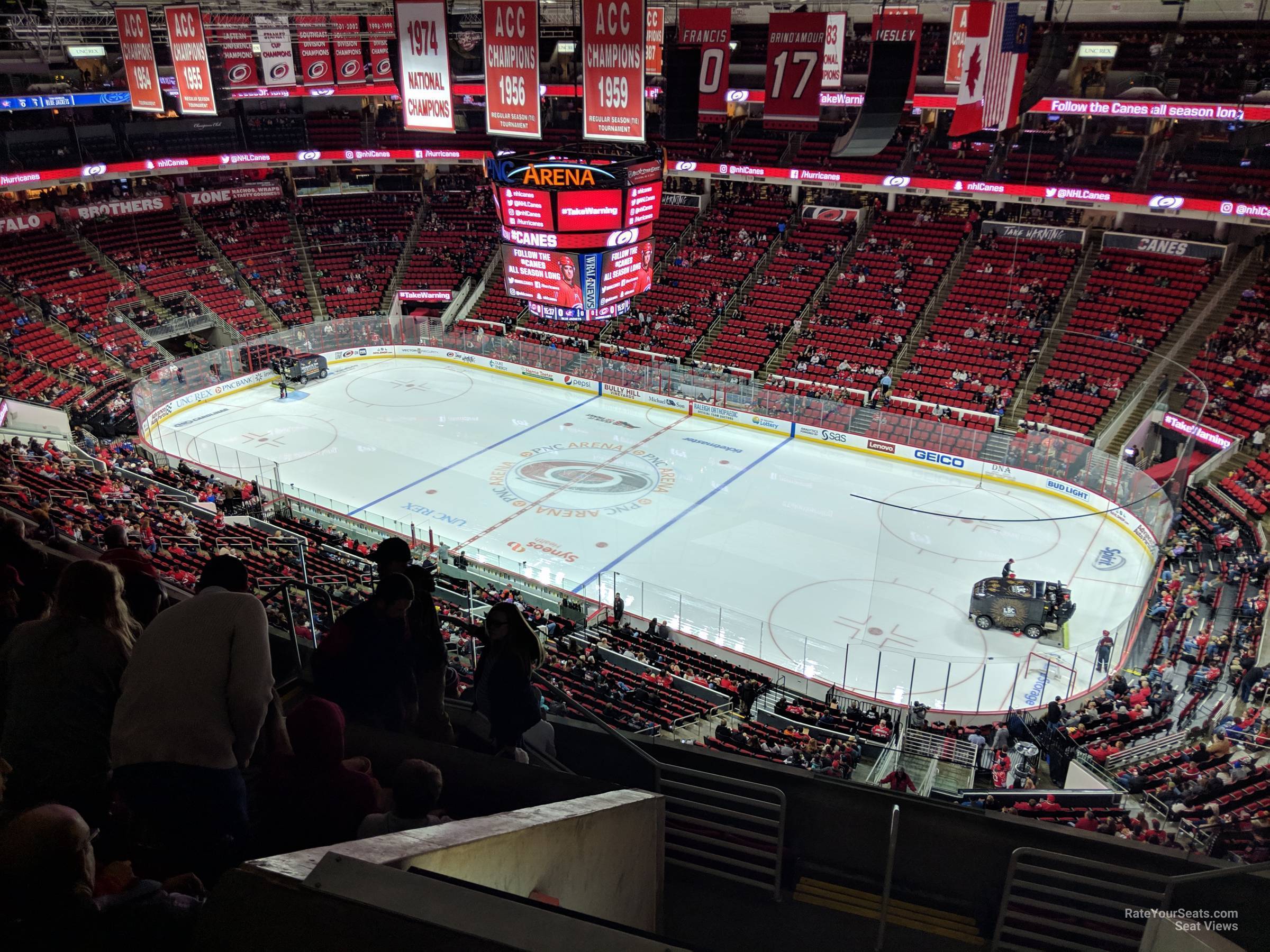 section 301, row h seat view  for hockey - pnc arena