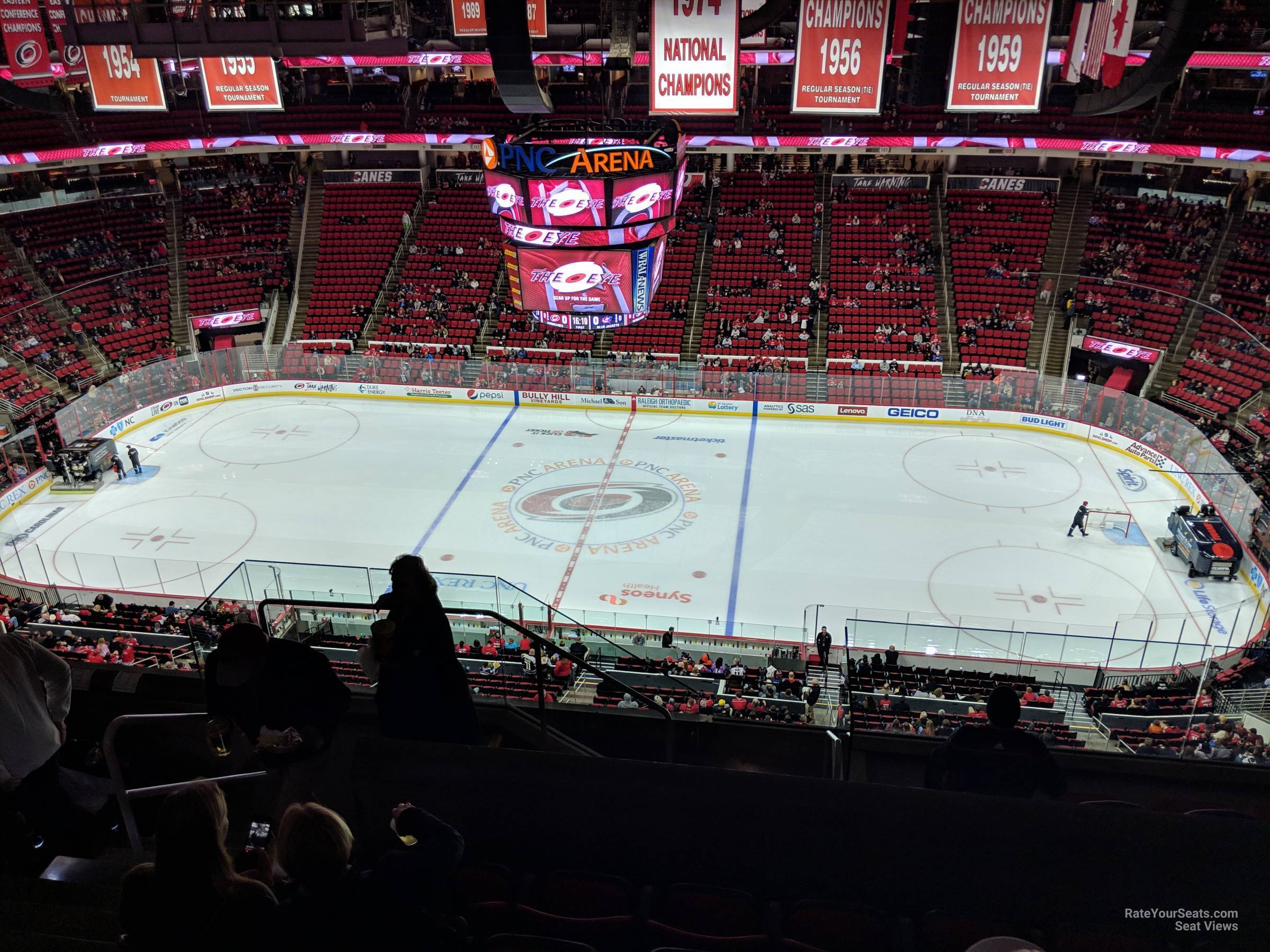 section 303, row h seat view  for hockey - pnc arena