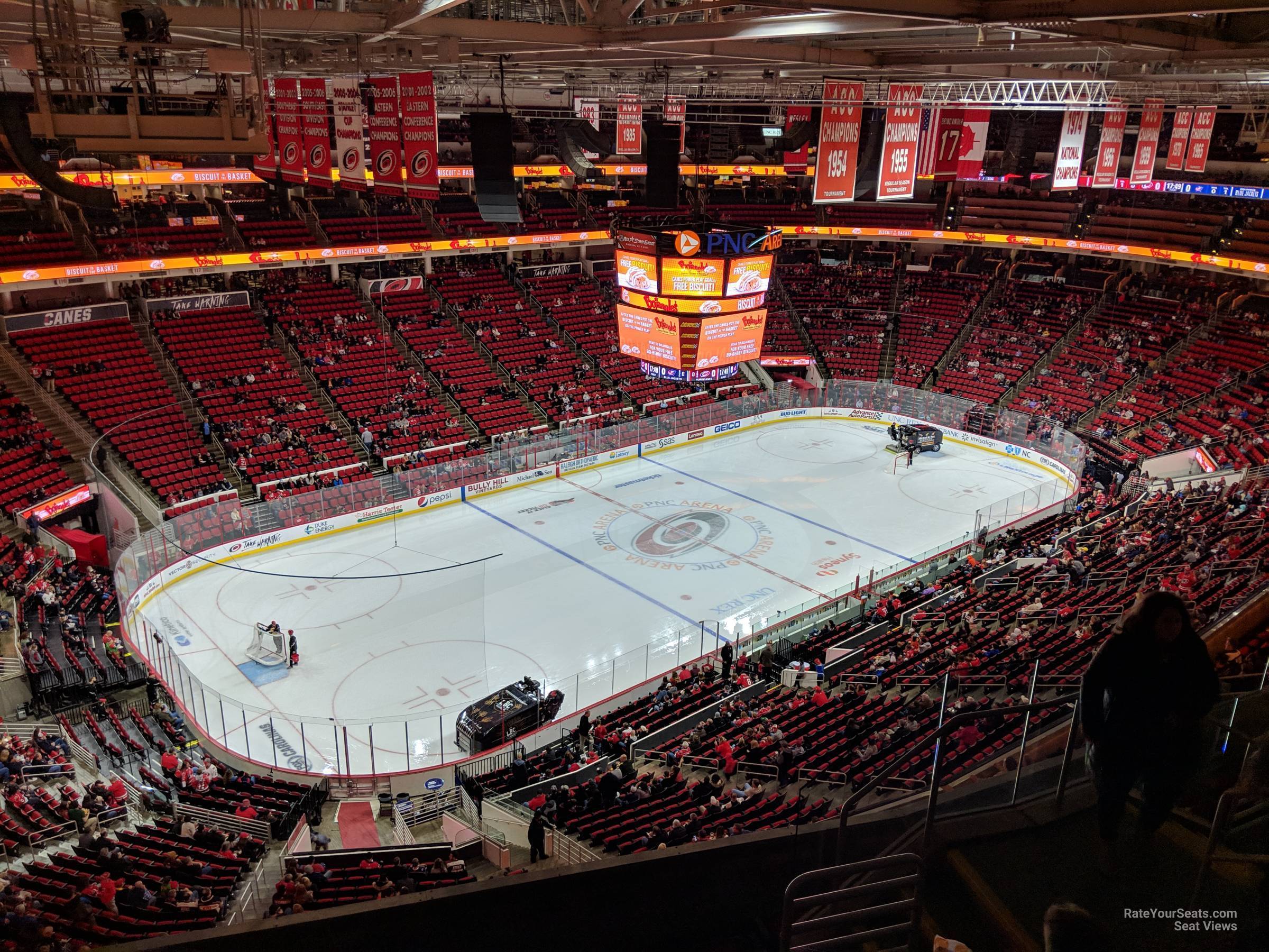 section 308, row h seat view  for hockey - pnc arena