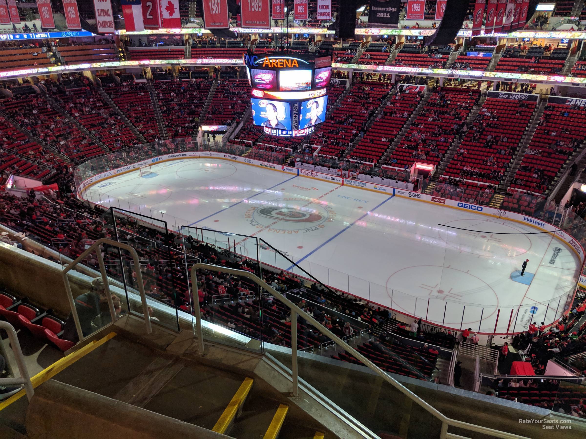section 320, row e seat view  for hockey - pnc arena