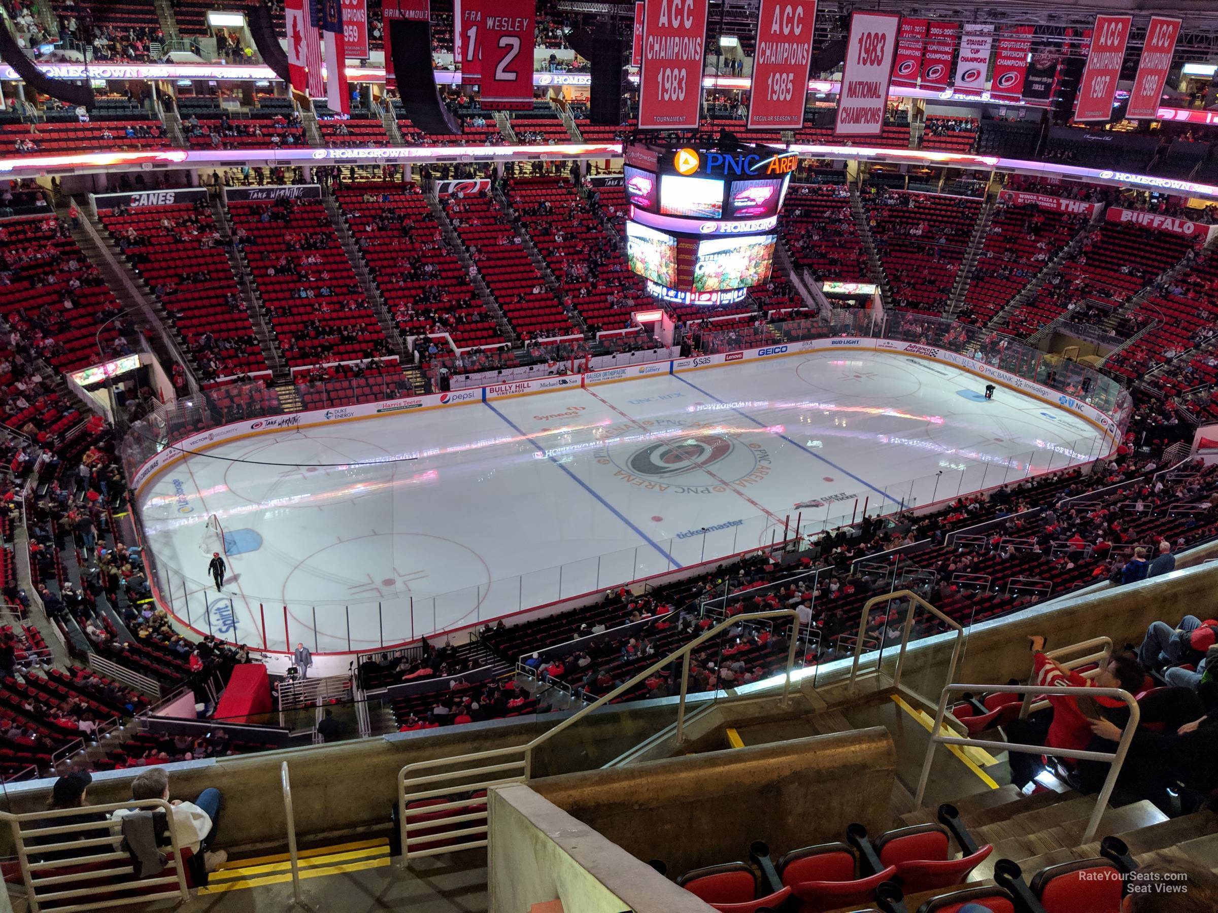 section 327, row h seat view  for hockey - pnc arena