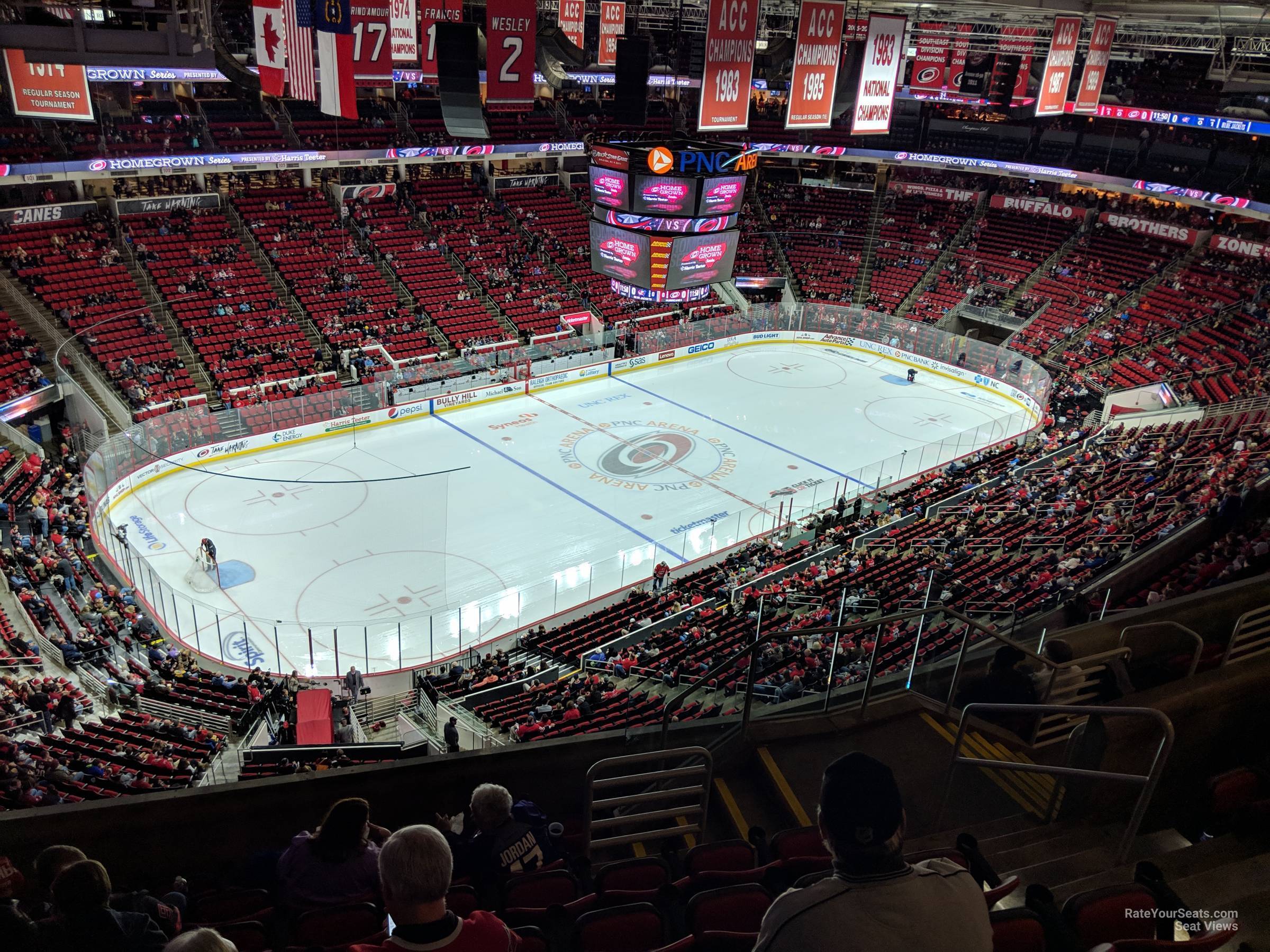 section 328, row h seat view  for hockey - pnc arena