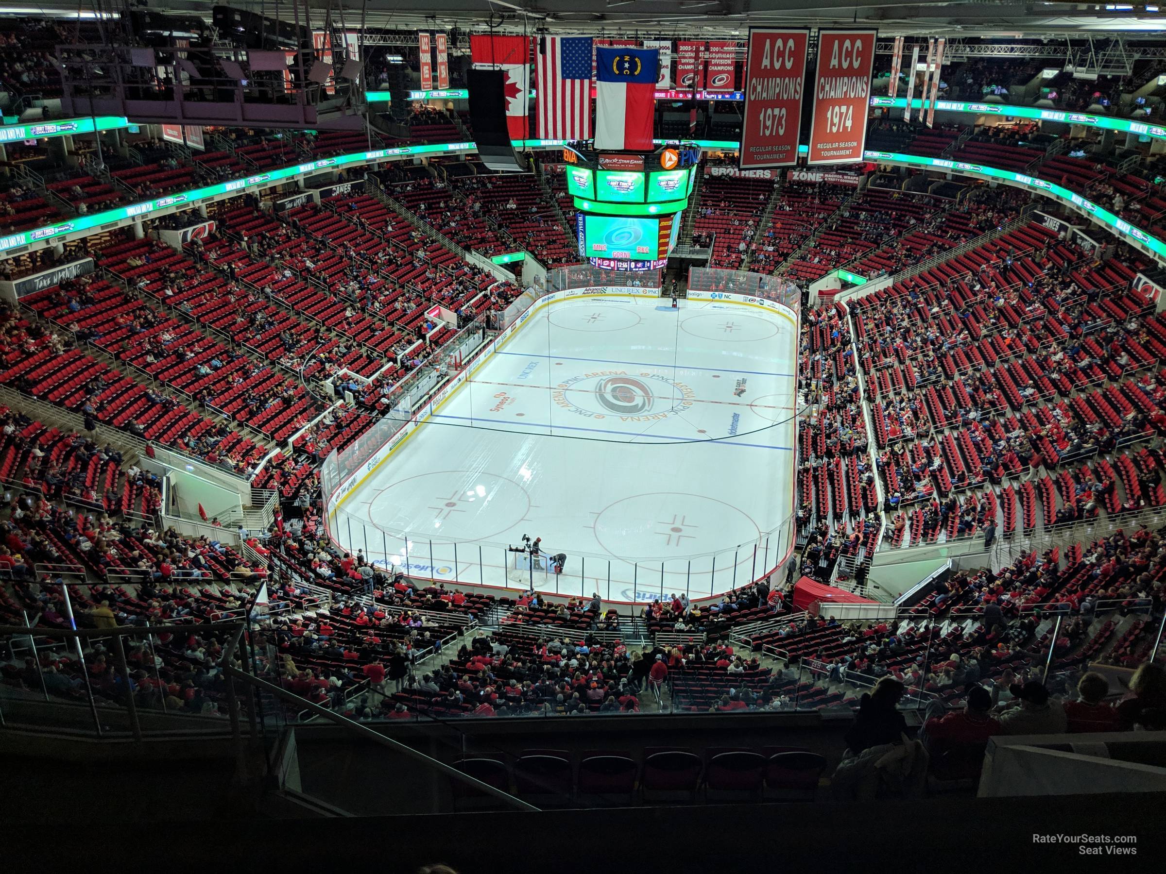 section 332, row h seat view  for hockey - pnc arena