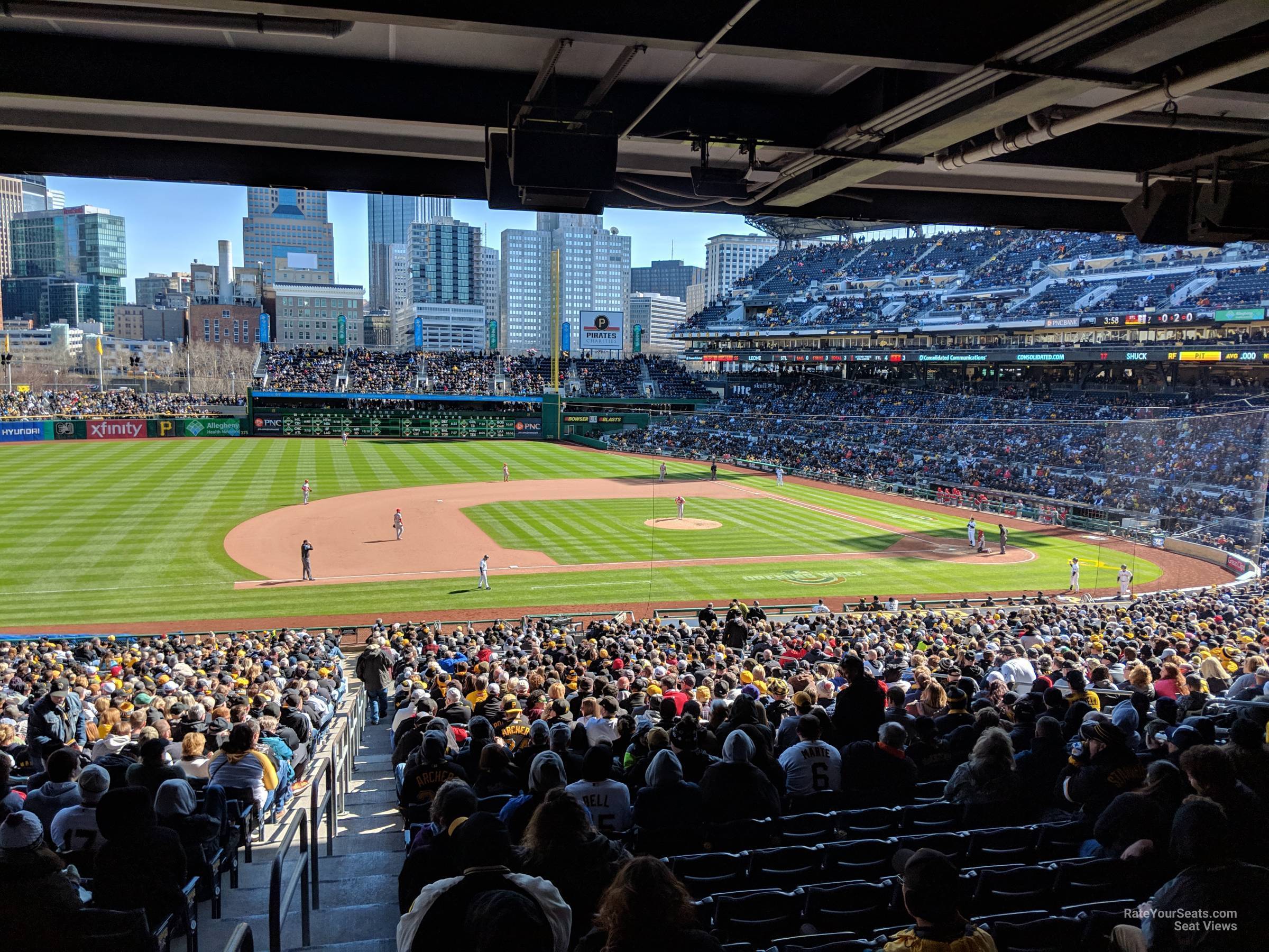 section 124, row hh seat view  for baseball - pnc park