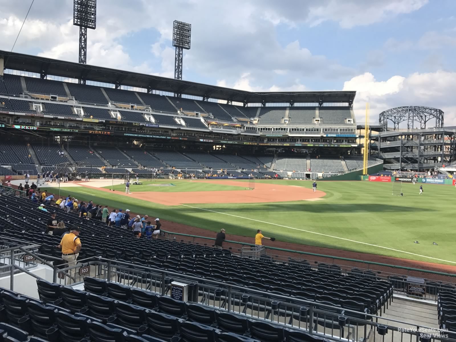 section 103, row f seat view  for baseball - pnc park