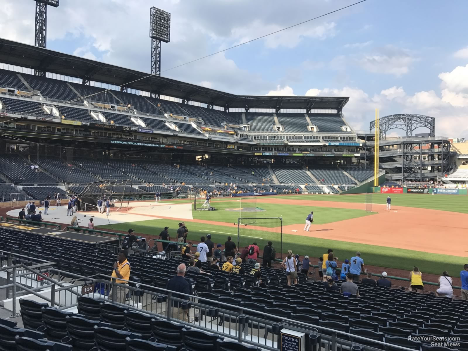section 108, row f seat view  for baseball - pnc park