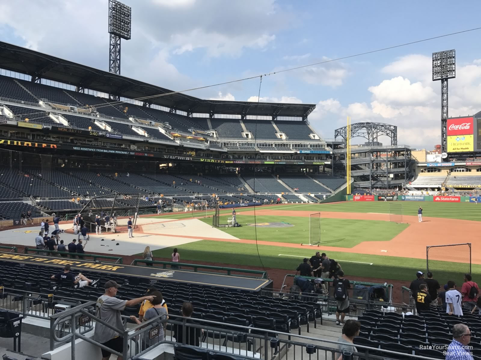 section 109, row f seat view  for baseball - pnc park