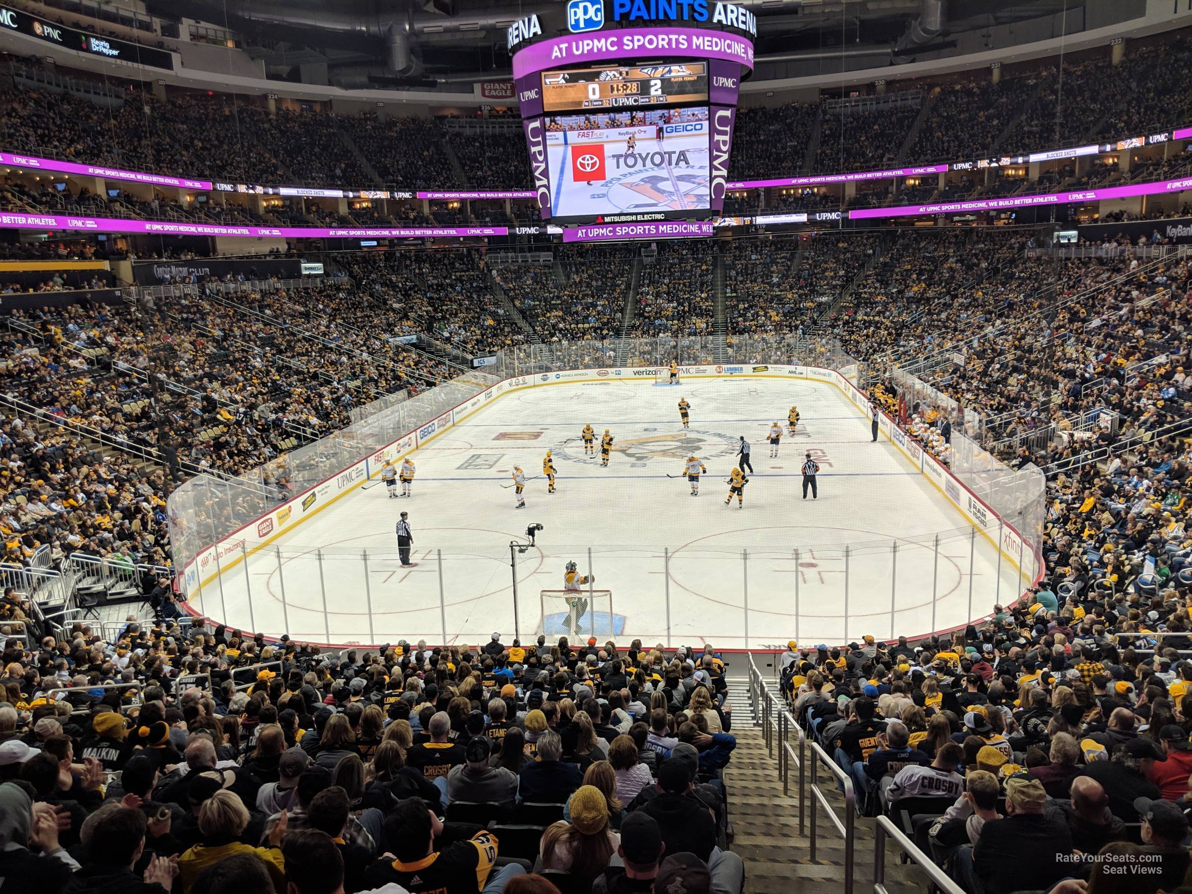 section 107, row z seat view  for hockey - ppg paints arena