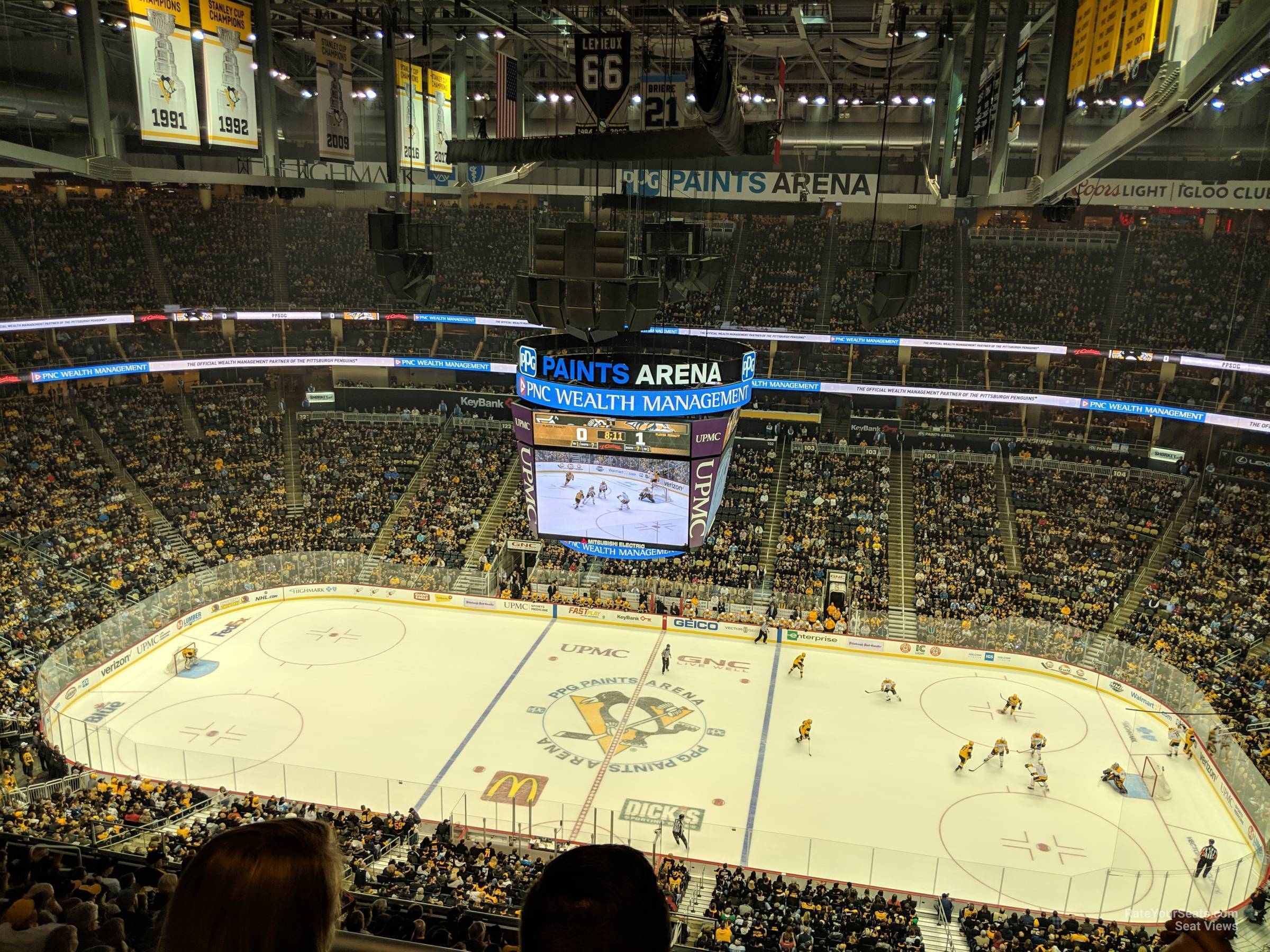 section 218, row q seat view  for hockey - ppg paints arena