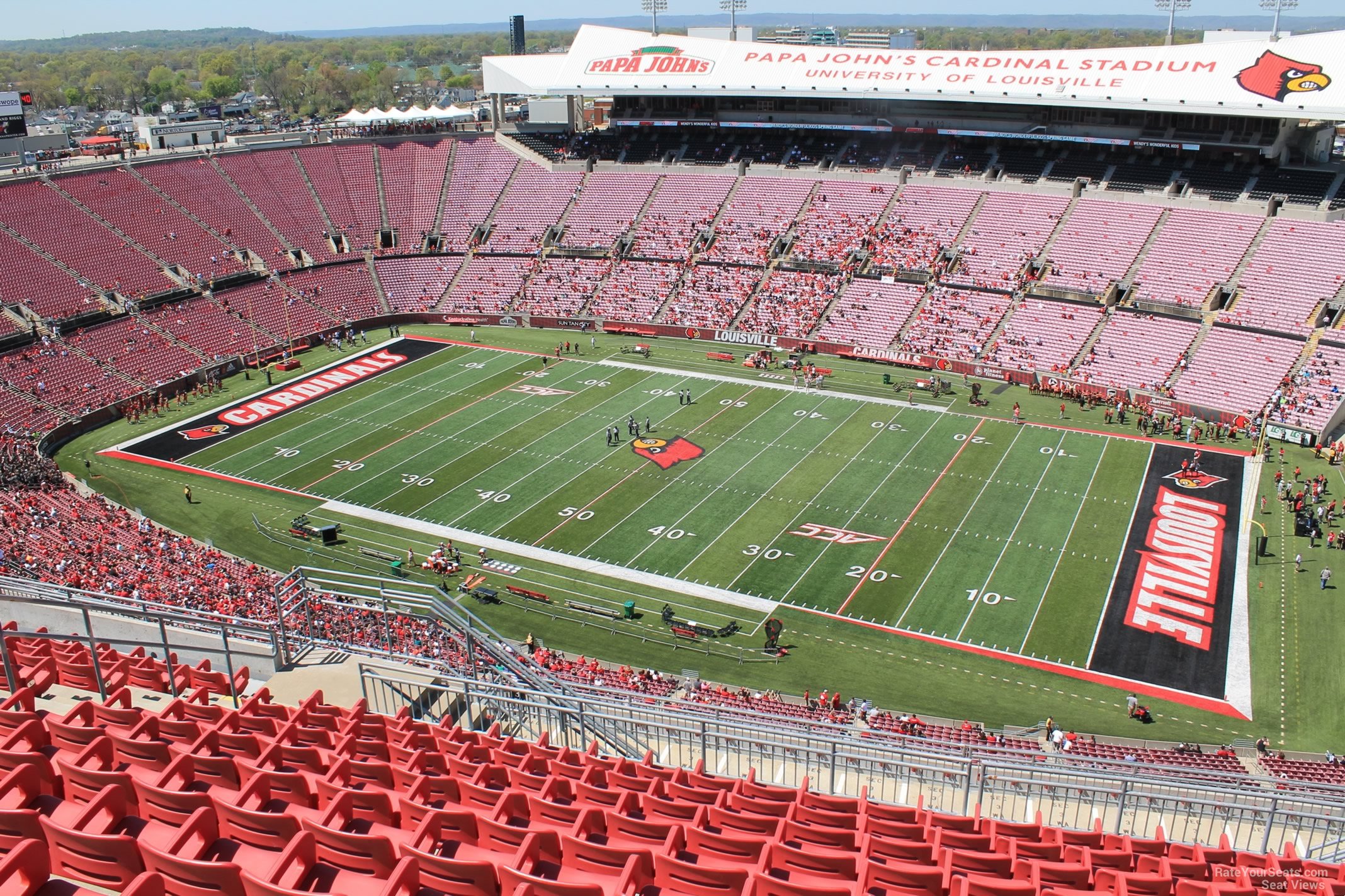 section 303, row r seat view  - cardinal stadium