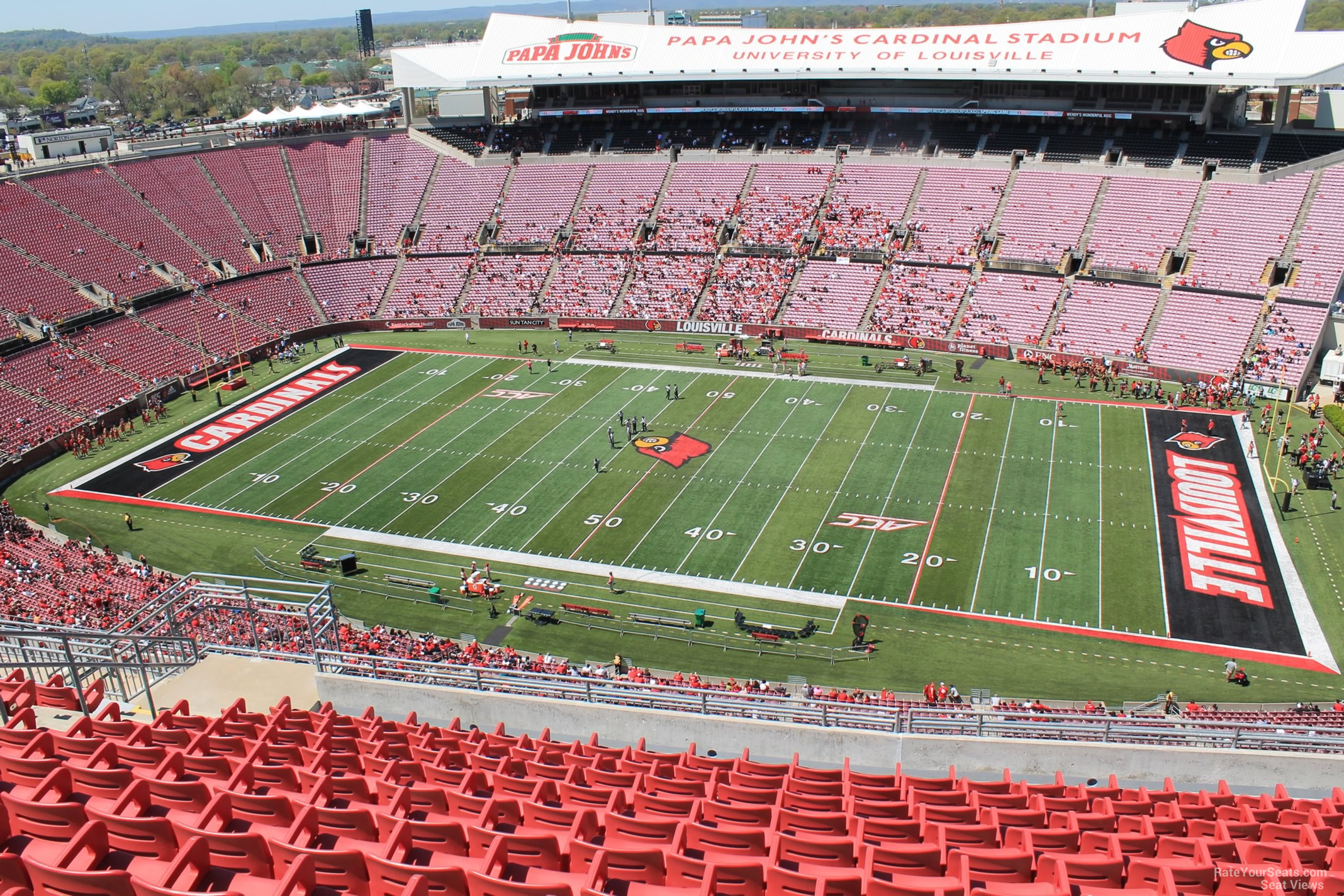 section 304, row r seat view  - cardinal stadium