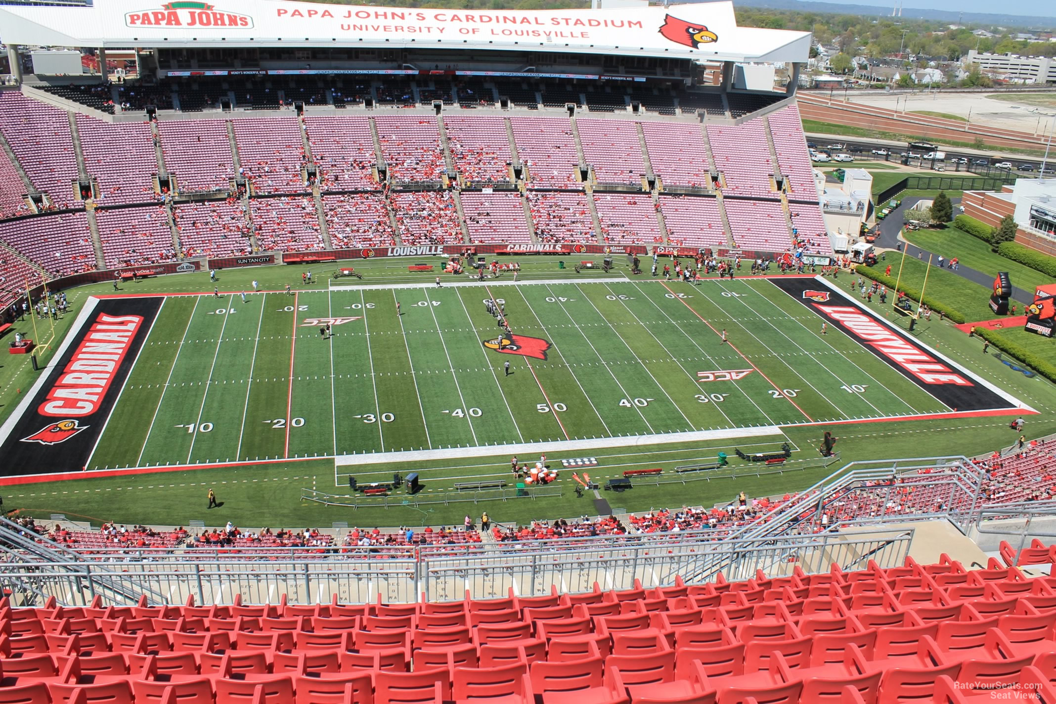 section 308, row r seat view  - cardinal stadium