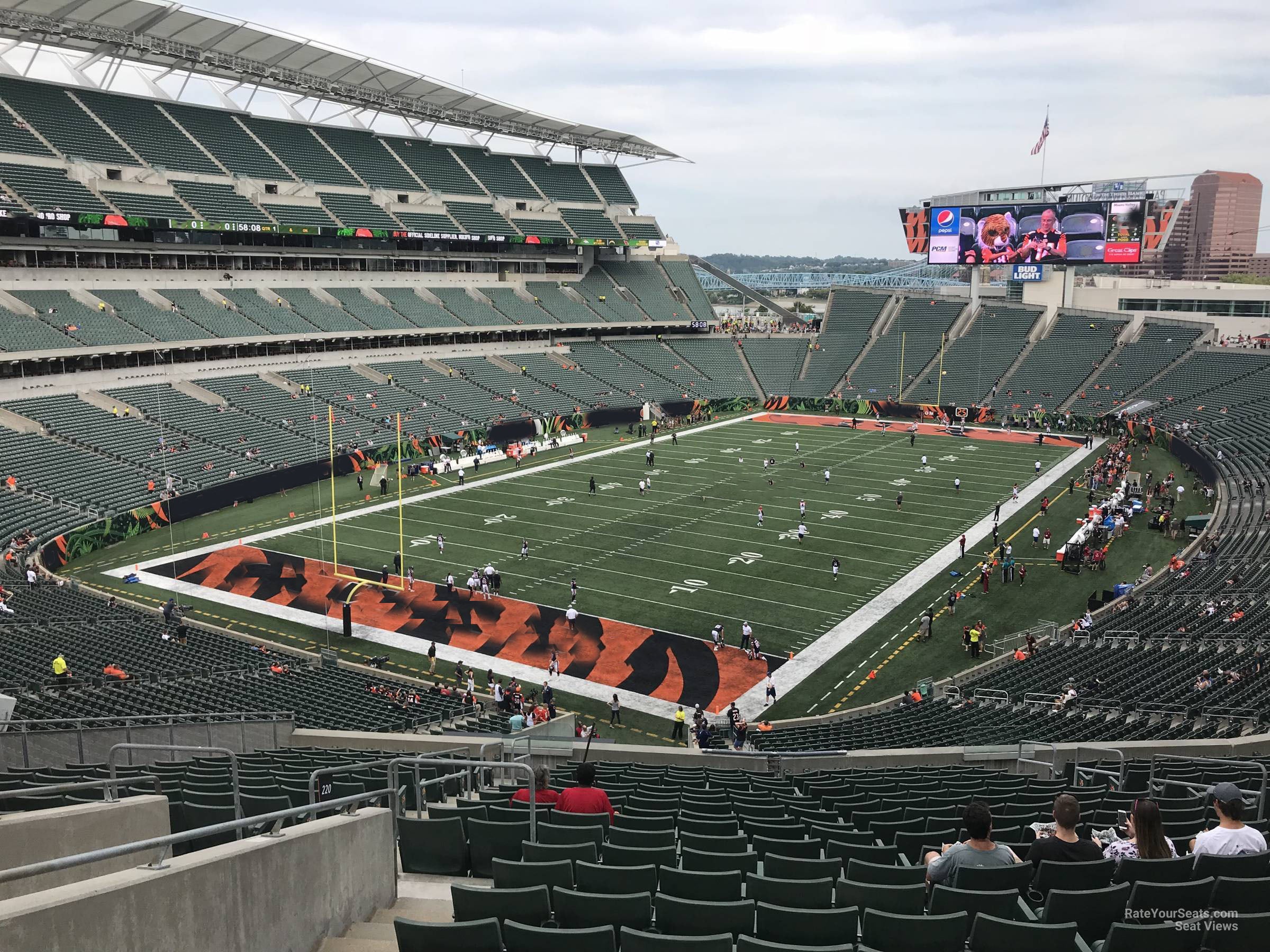 section 220, row 30 seat view  for football - paycor stadium