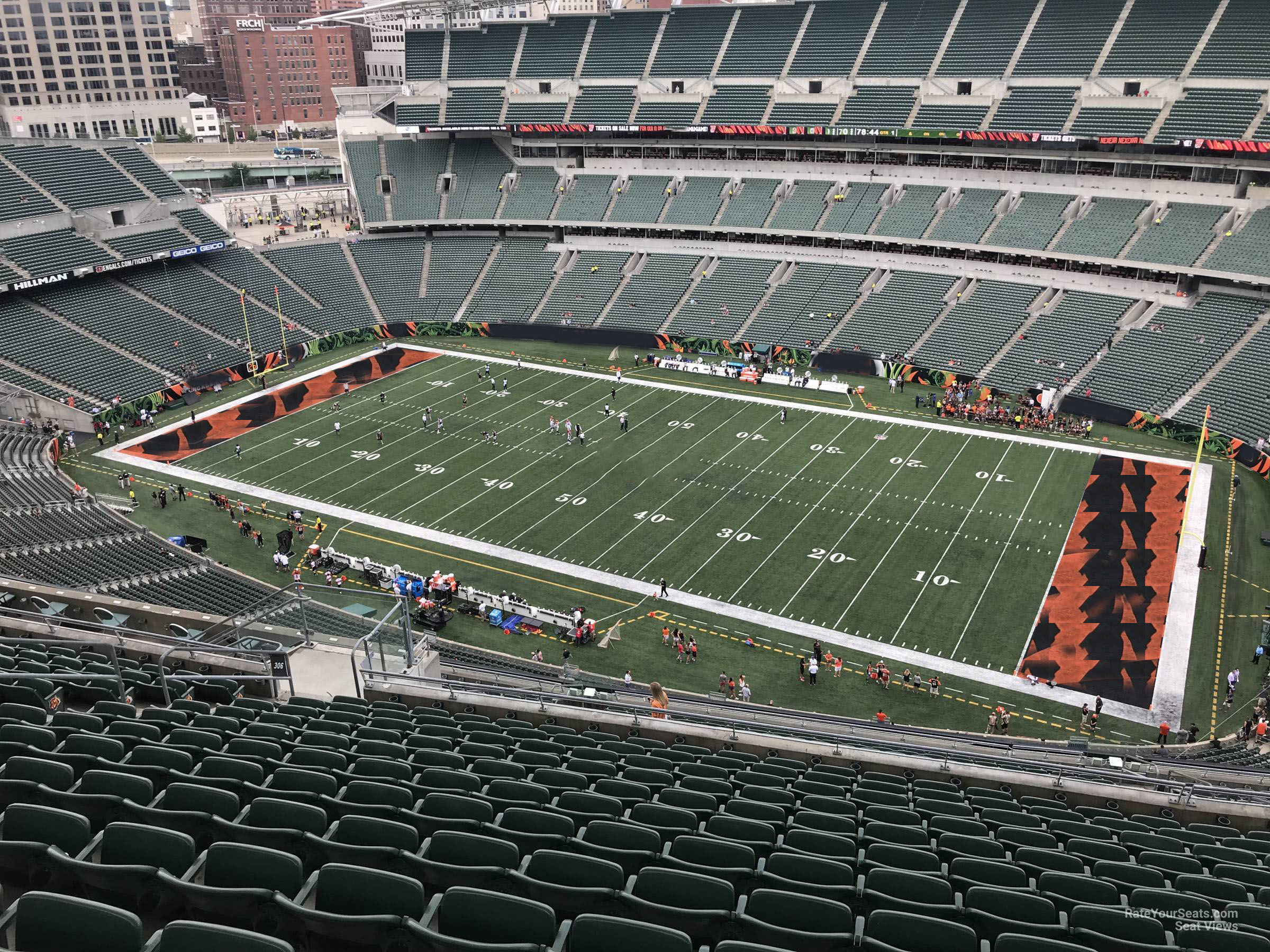 section 306, row 25 seat view for football - paycor stadium