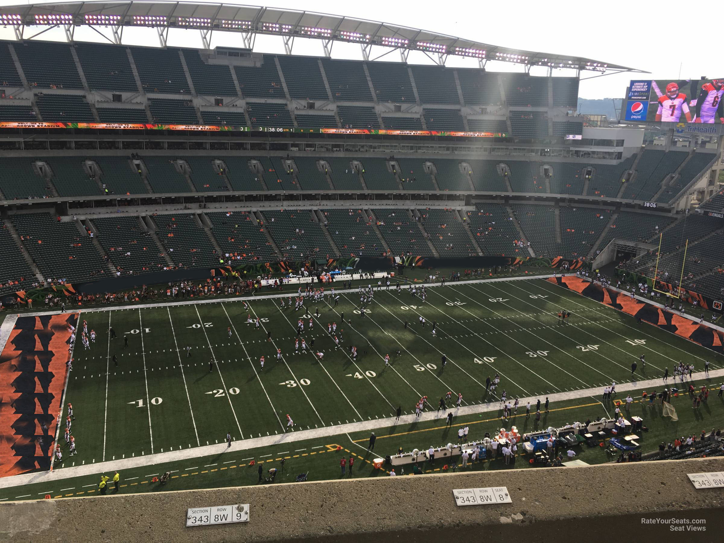 section 343, row 8 seat view  for football - paycor stadium