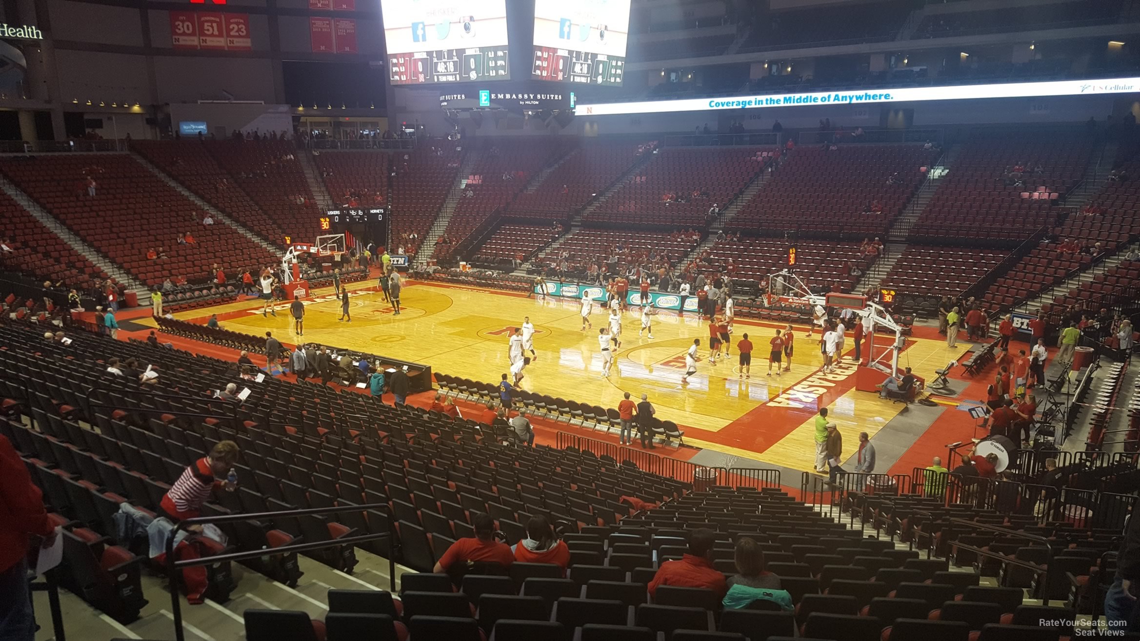 section 104, row 24 seat view  for basketball - pinnacle bank arena