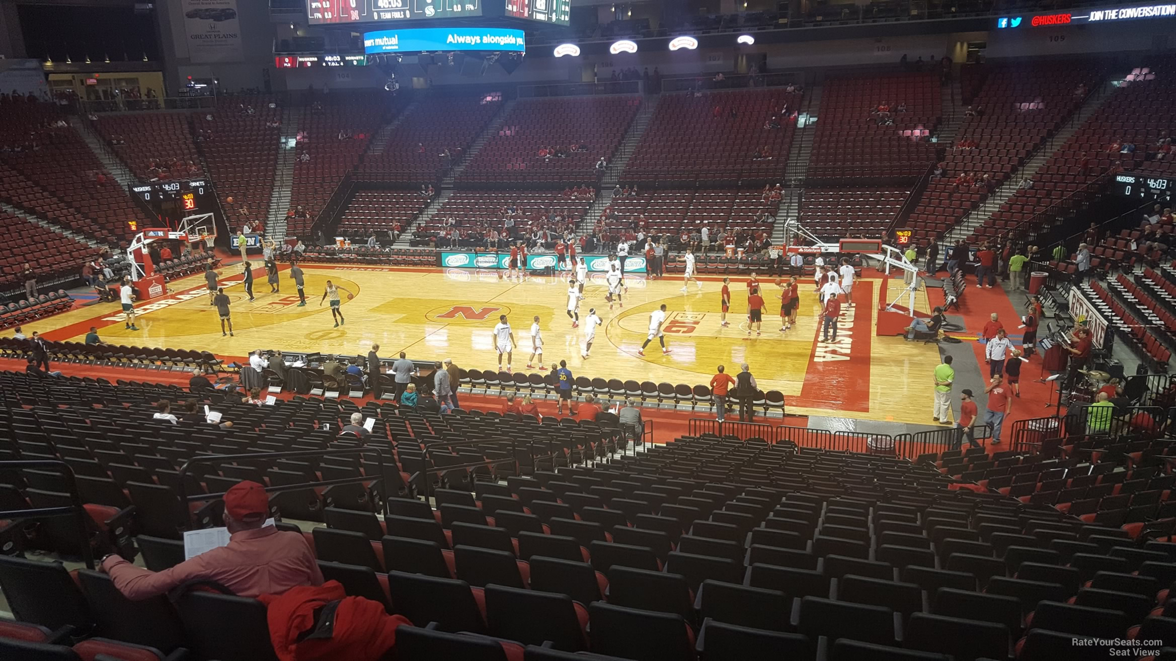 section 105, row 24 seat view  for basketball - pinnacle bank arena